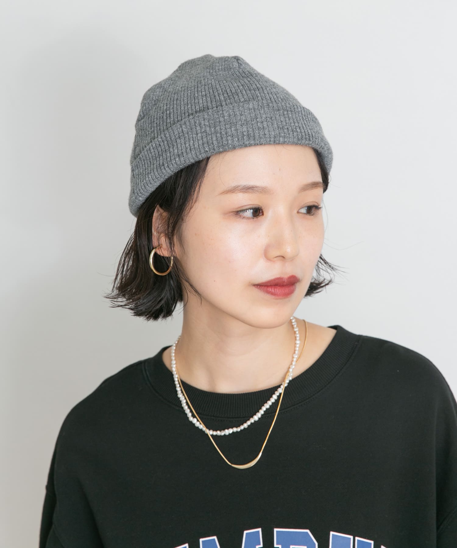 リブニット帽 TOPGRAY FREE