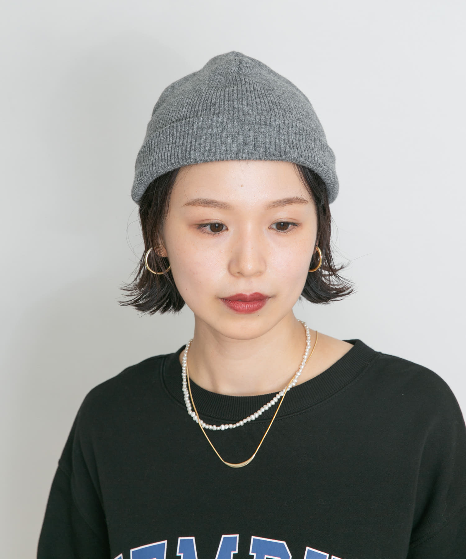 リブニット帽 TOPGRAY FREE