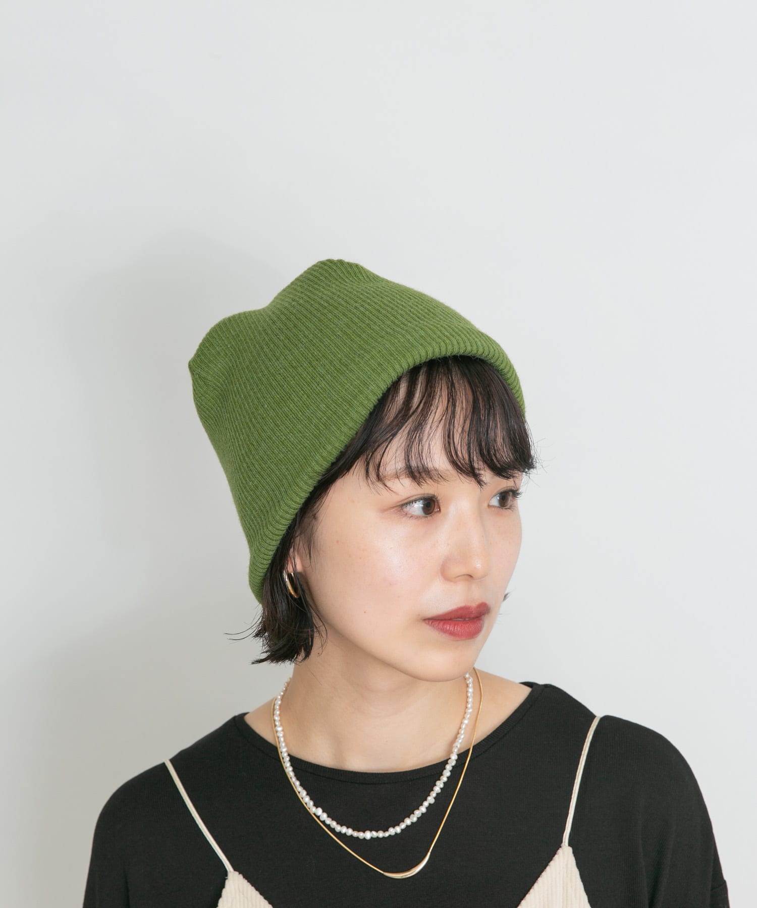 リブニット帽 GREEN FREE