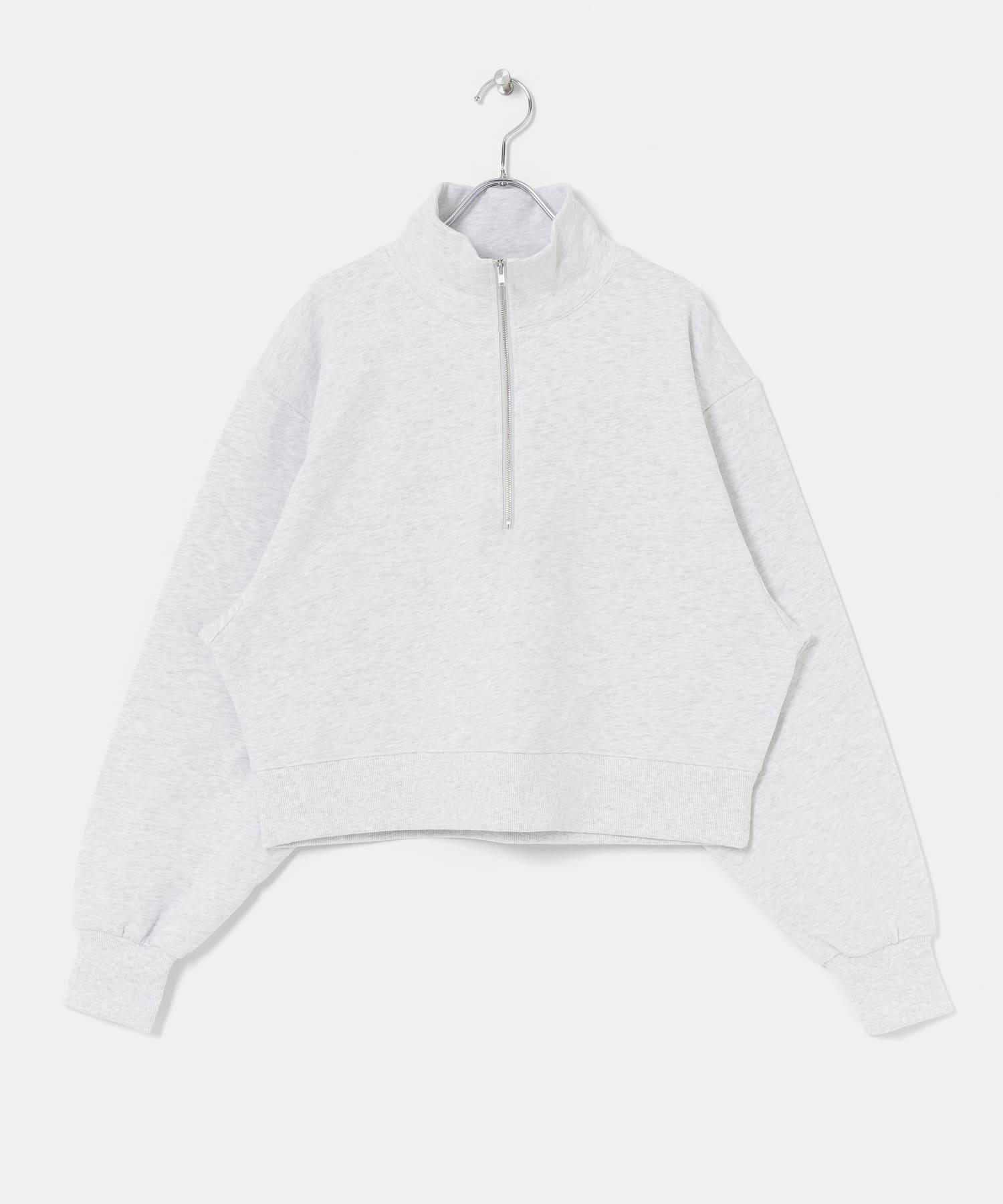 スタンドジップ裏毛プルオーバー TOP GRAY FREE