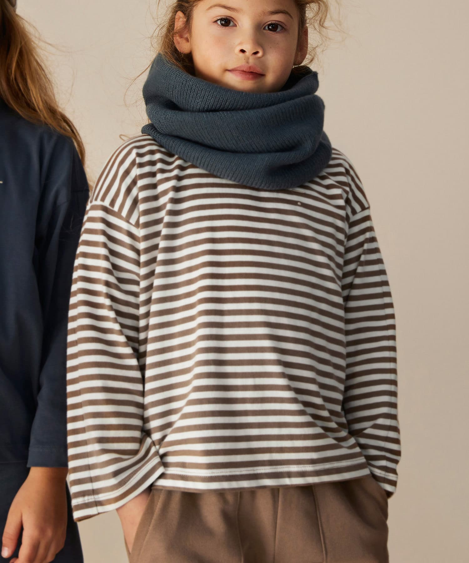 GRAY LABEL　HIGH NECK LONG-SLEEVE T-SHIRTS Brow/OWS 1-2y