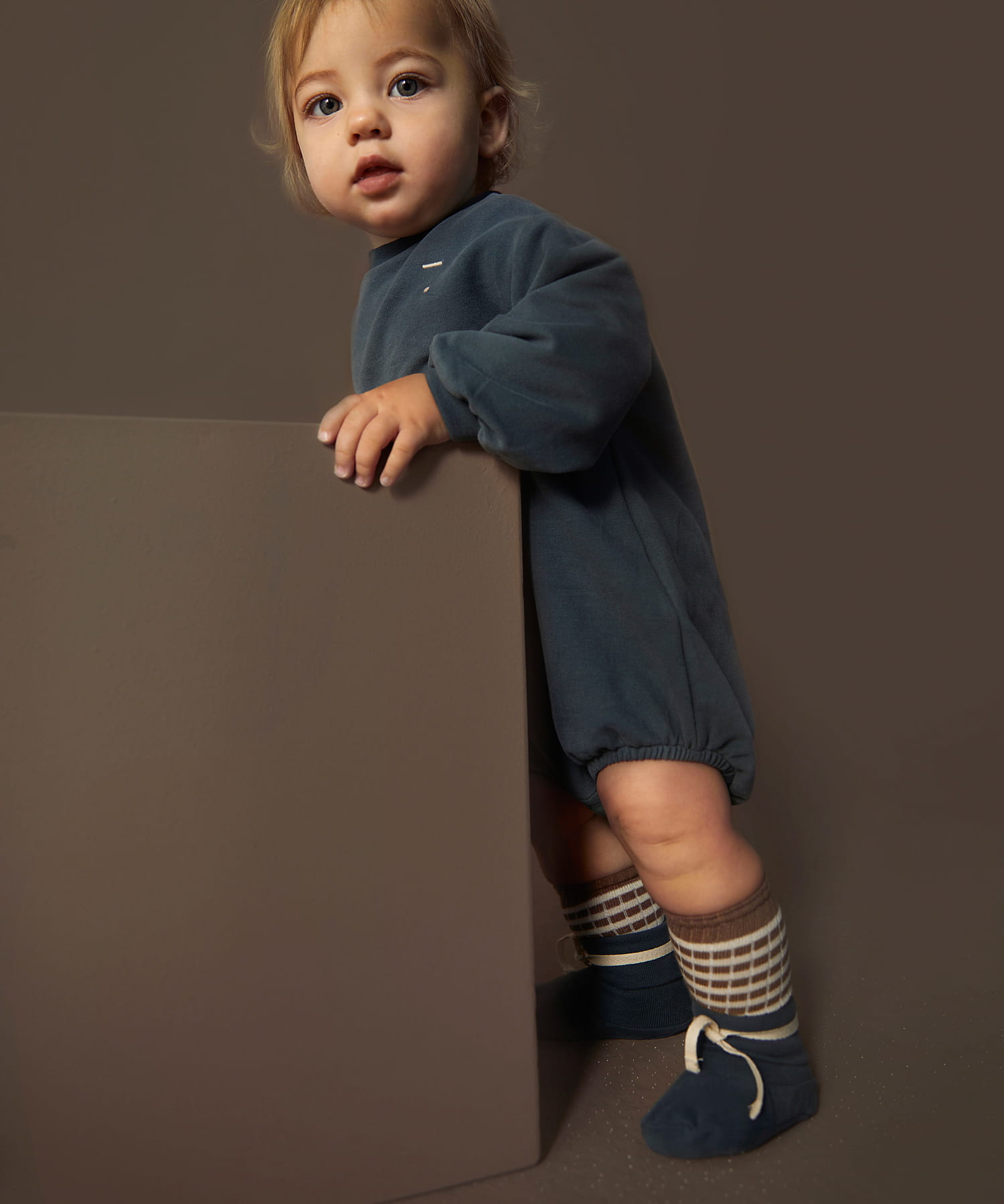GRAY LABEL　BABY SWEAT ROMPER Blue Grey 3-6m