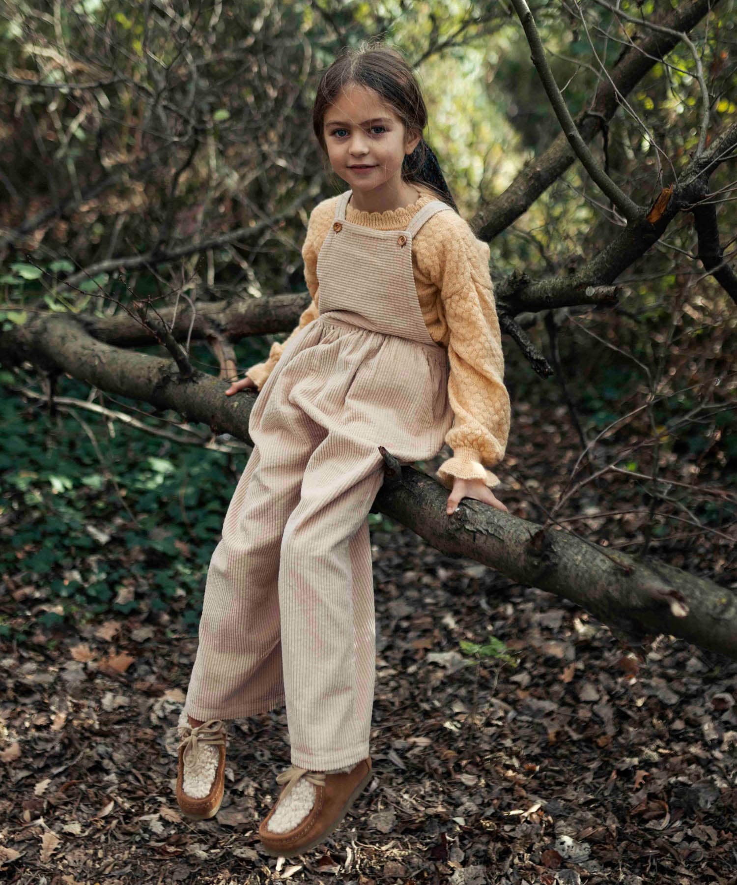buho　CORDUROY DUNGAREE SAND 2y