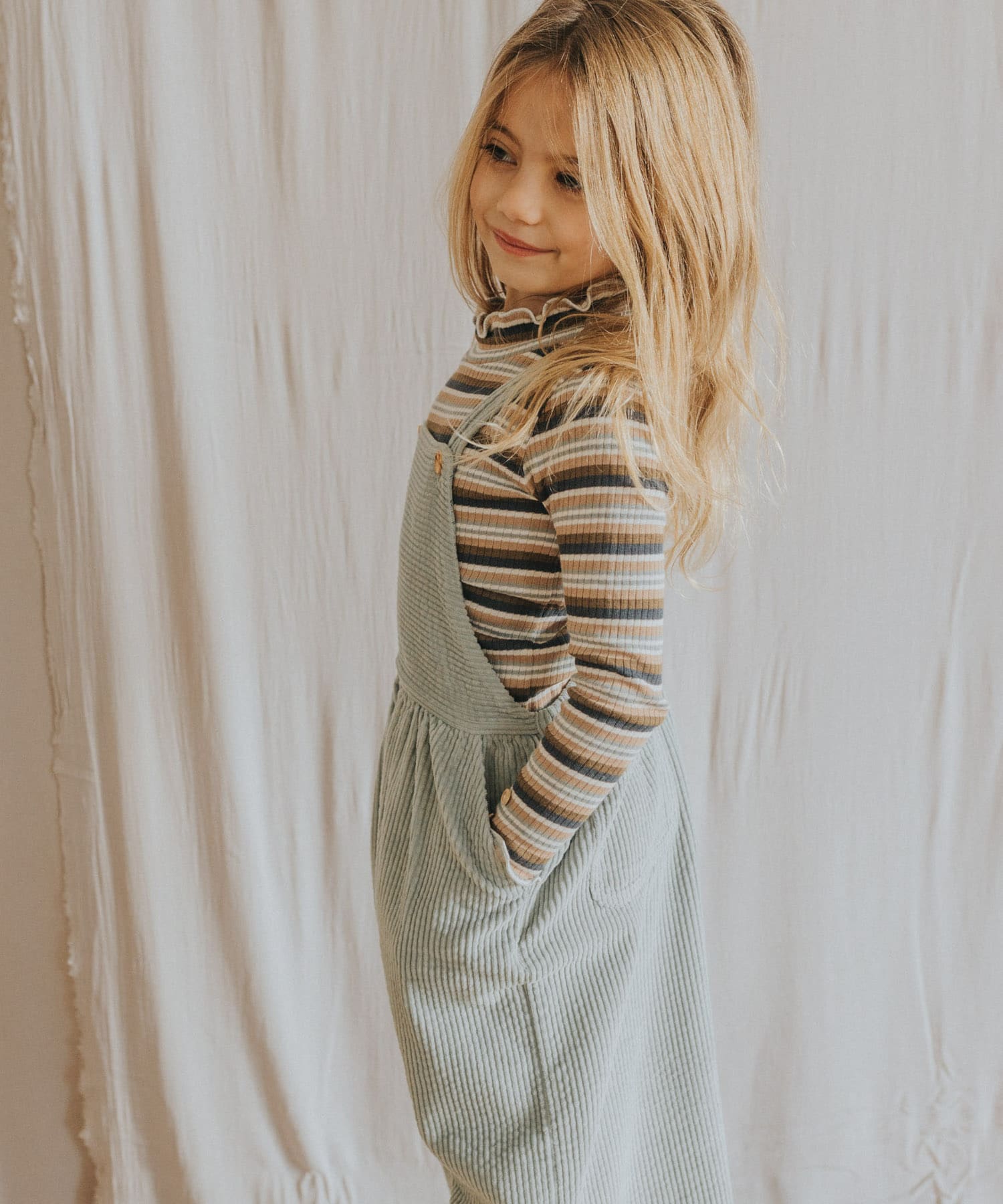 buho　CORDUROY DUNGAREE EUCALYPTUS 2y