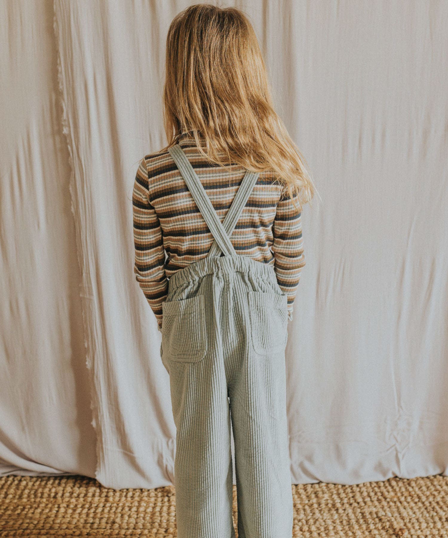 buho　CORDUROY DUNGAREE EUCALYPTUS 2y