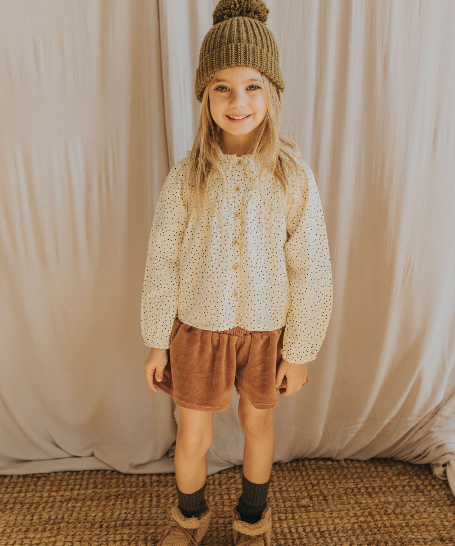 buho　VELVET SKIRT-SHORT COCOA 2y