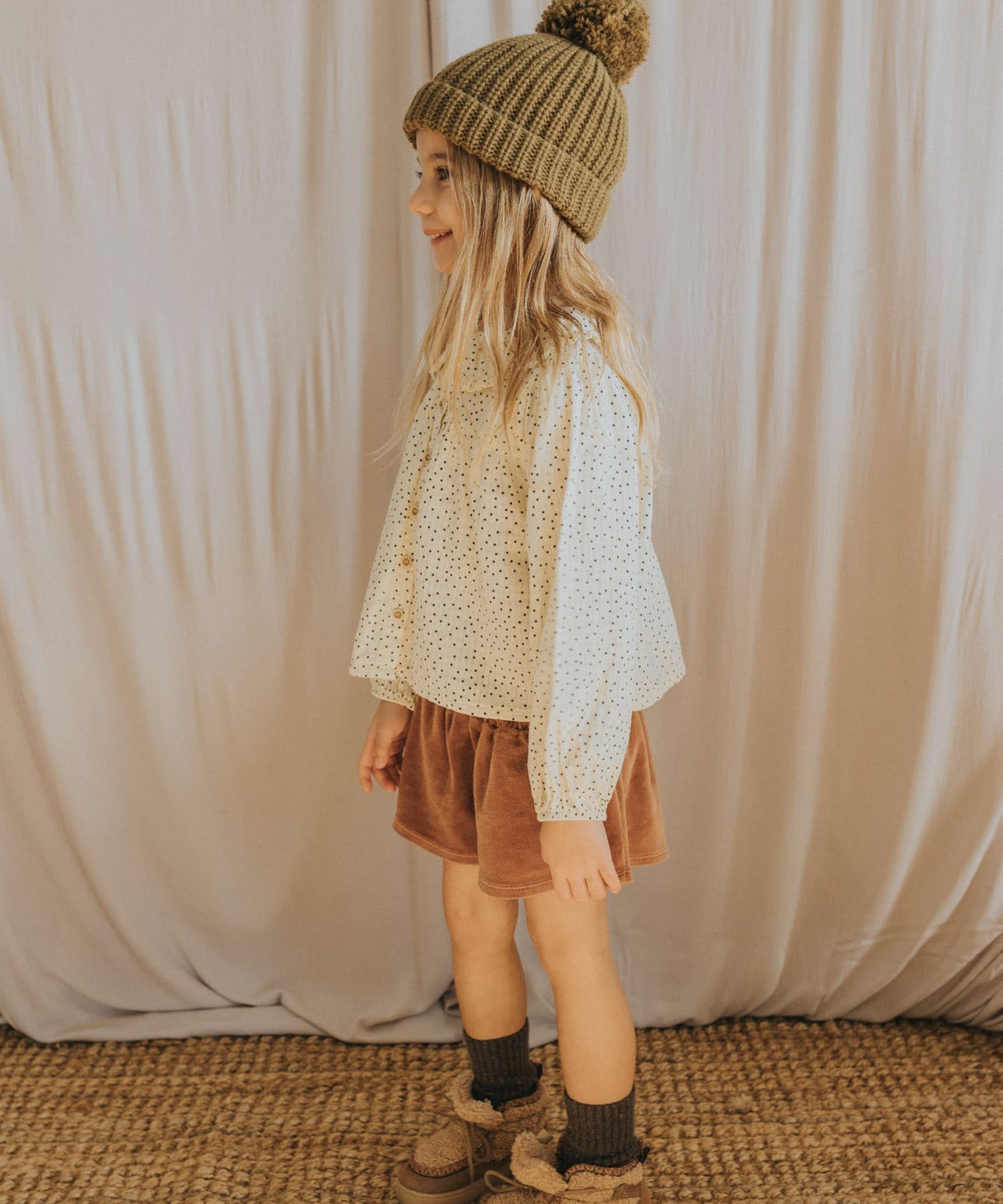 buho　VELVET SKIRT-SHORT COCOA 2y