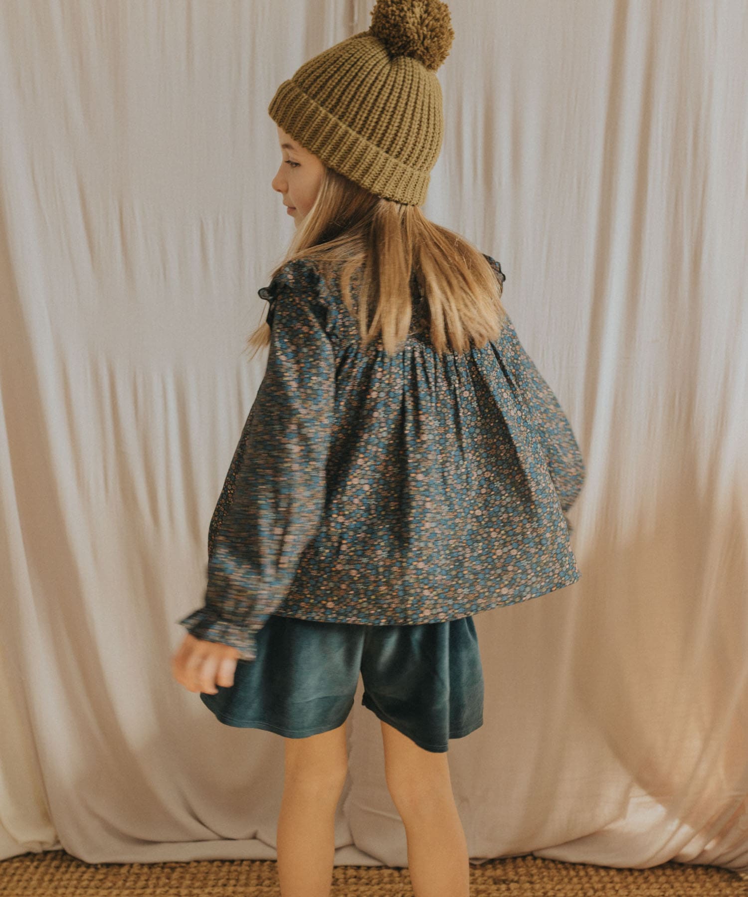 buho　VELVET SKIRT-SHORT DEEPFOREST 2y