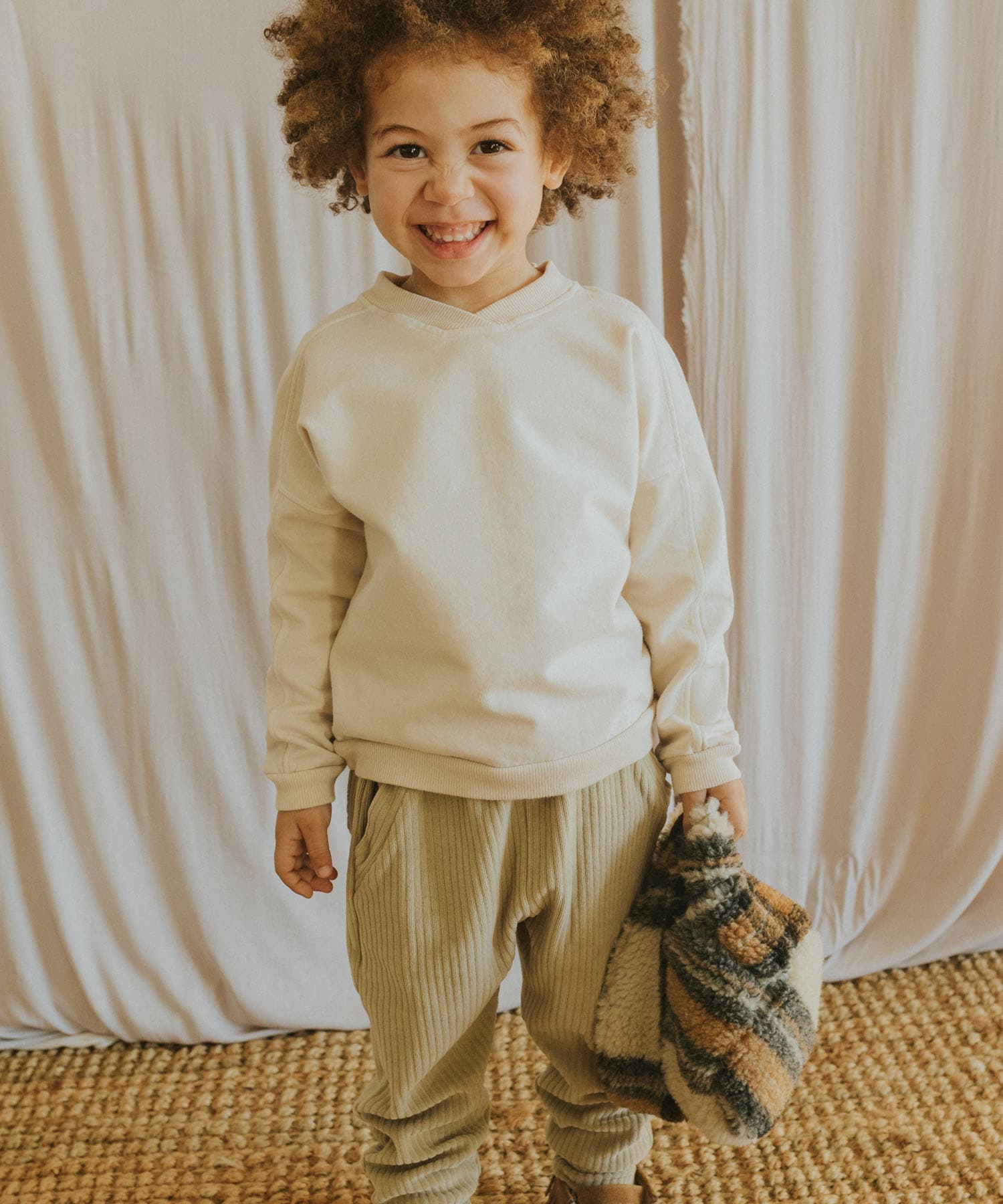 buho　VELOUR PANTS OLIVE 2y
