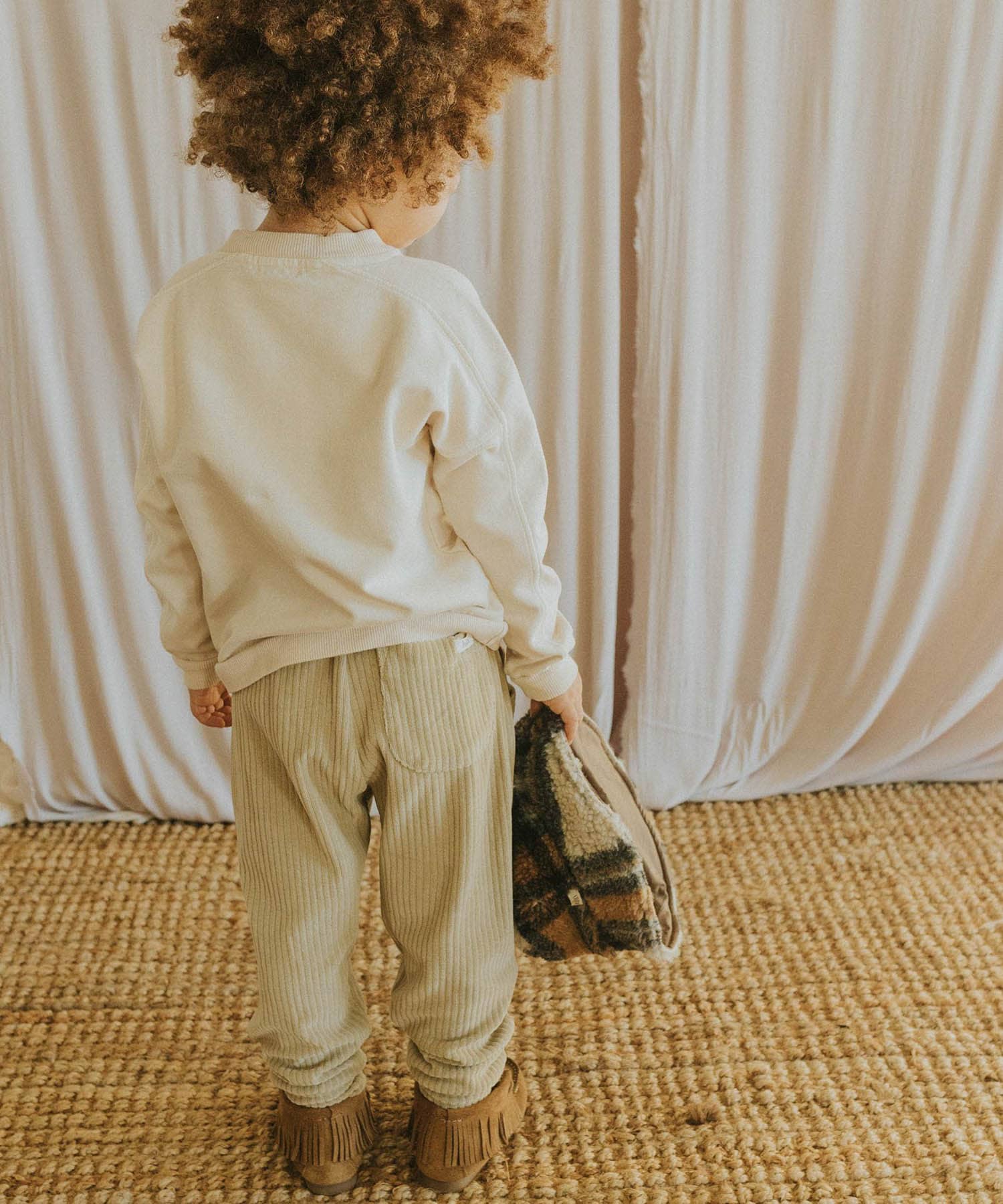 buho　VELOUR PANTS OLIVE 2y