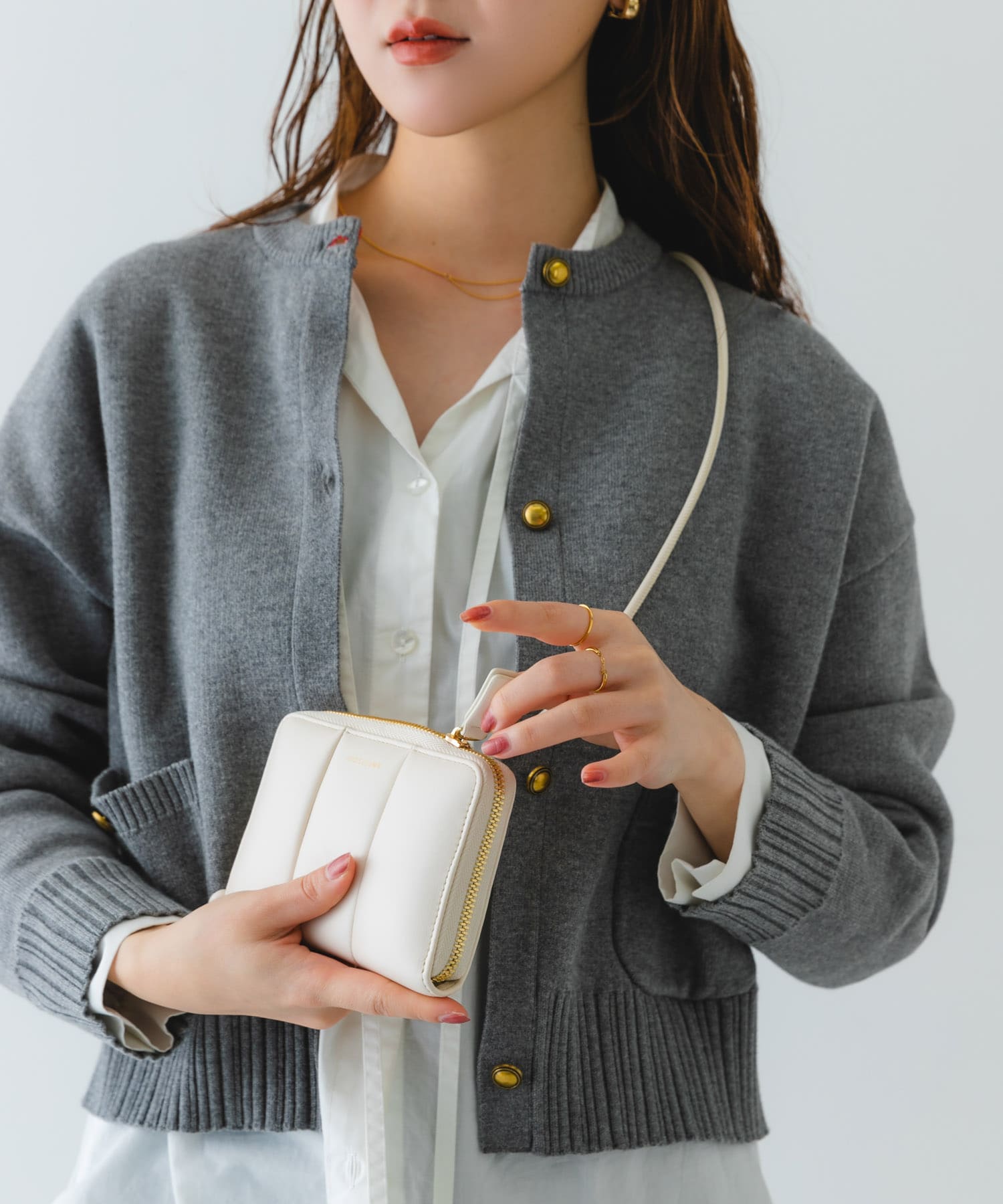 ADD CULUMN　PUFF THREE MULTI WALLET WHITE one