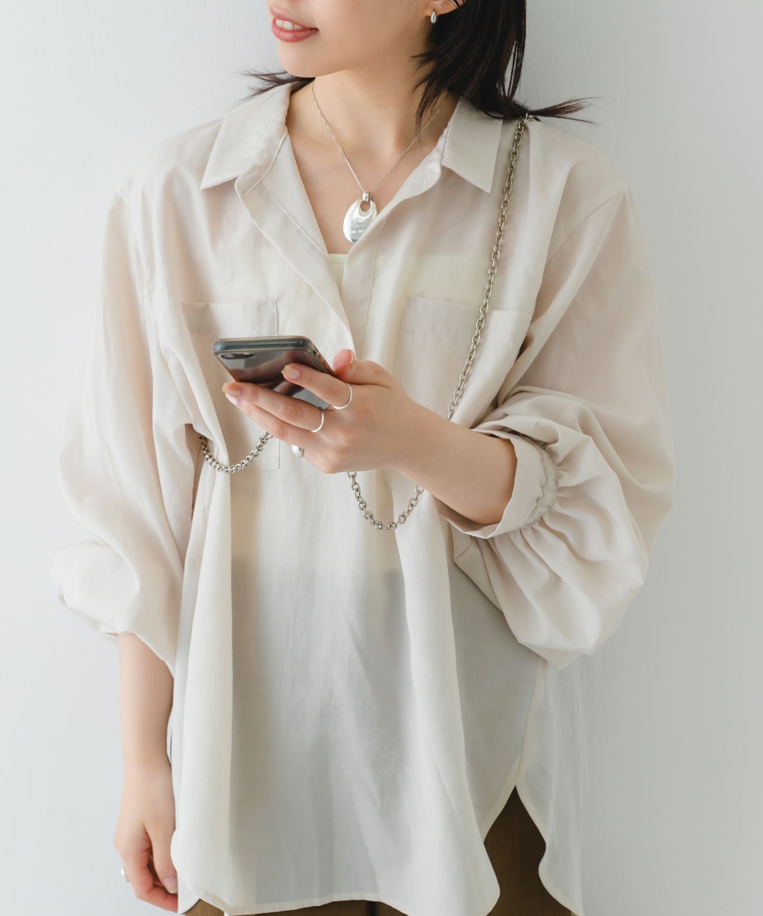 『別注』BEAURE×RODESKO　レザーコンビモバイルストラップ BEIGE one