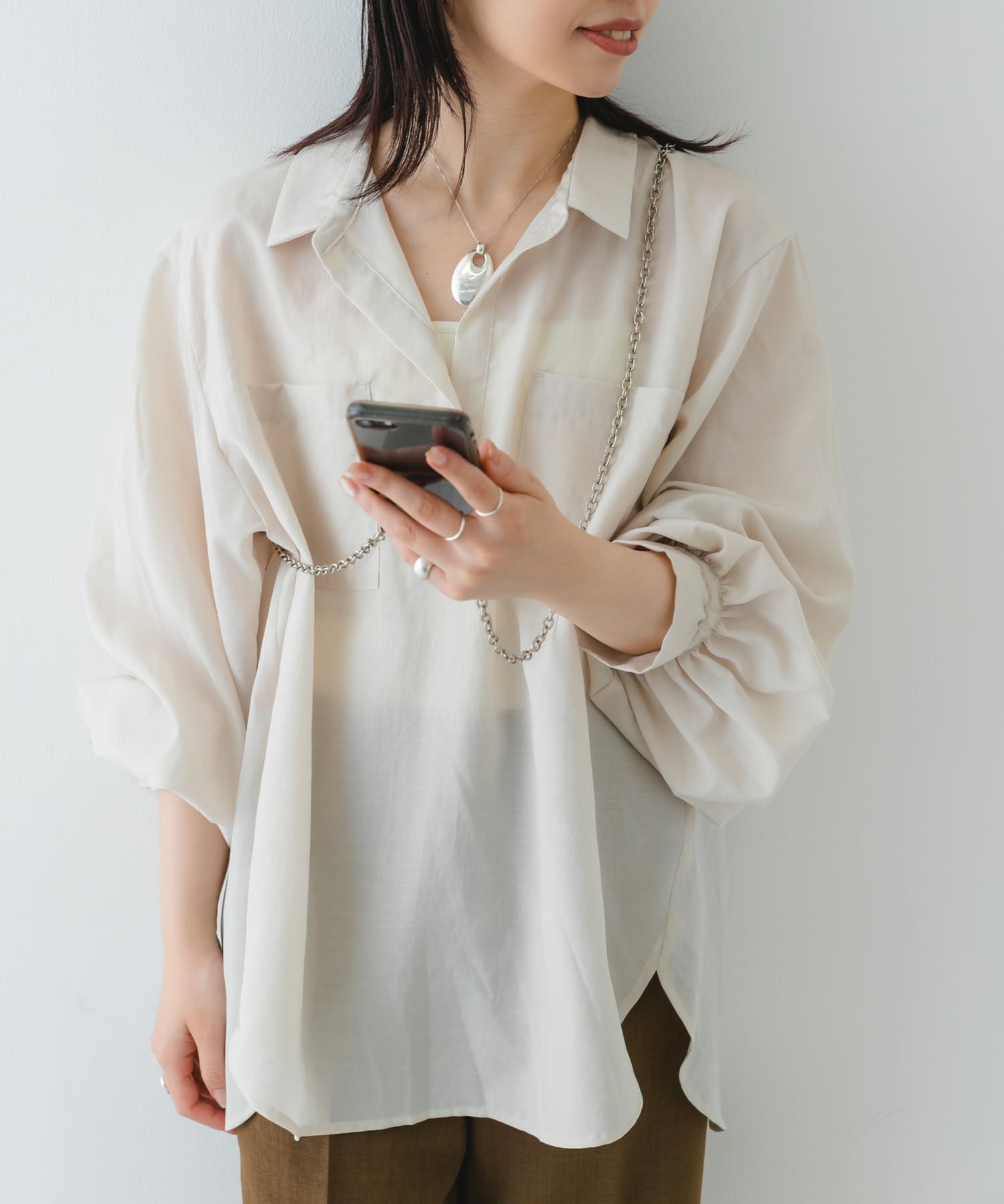 『別注』BEAURE×RODESKO　レザーコンビモバイルストラップ BEIGE one