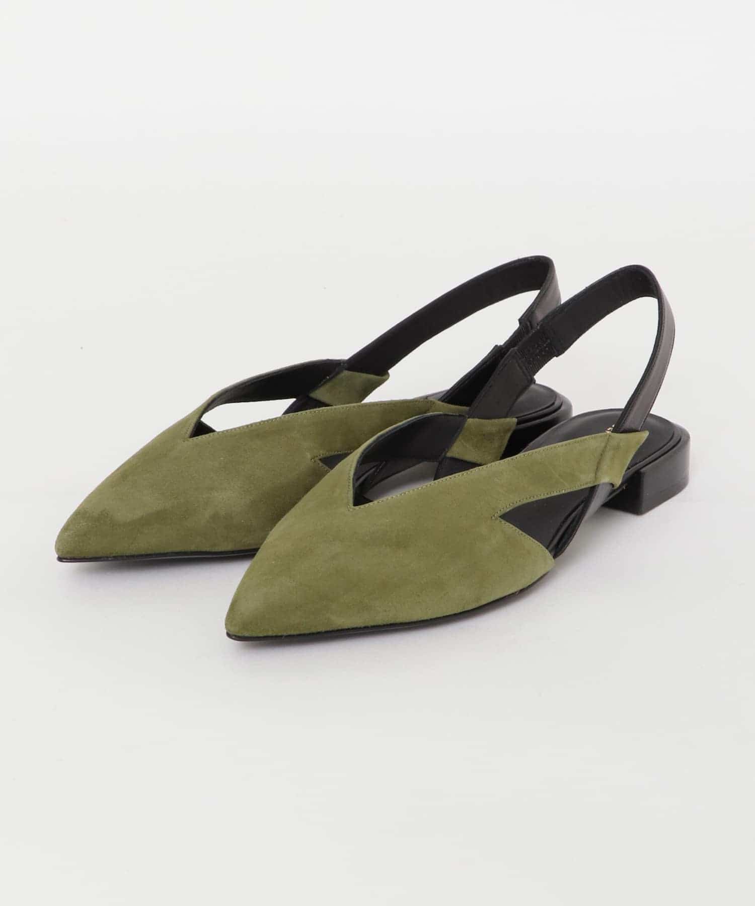 SEPT STORE　ポインテッドトゥバックストラップサンダル KHAKI 36