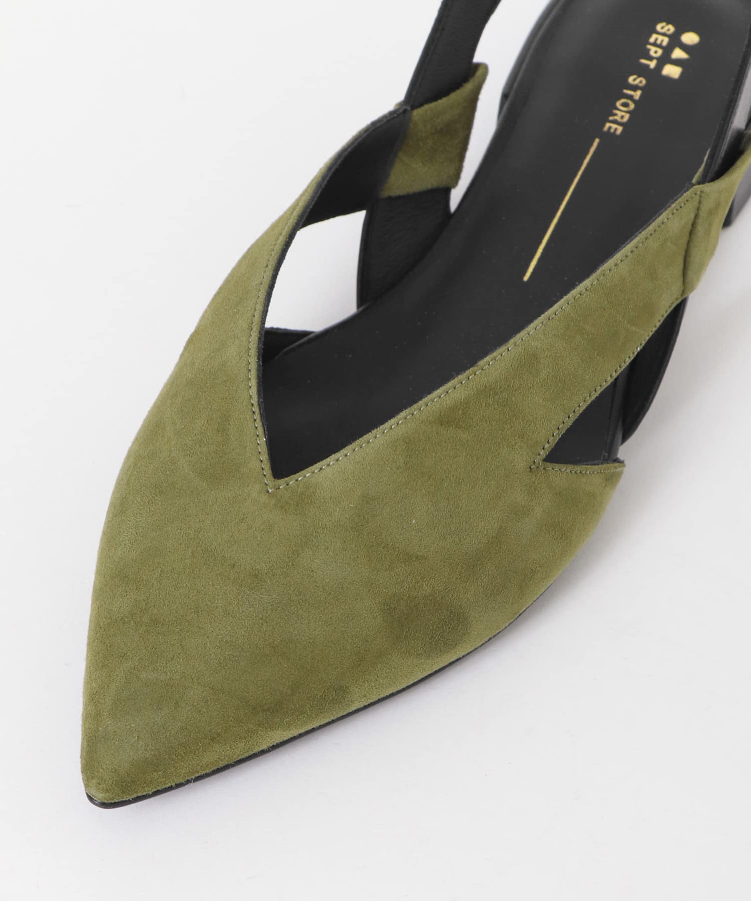 SEPT STORE　ポインテッドトゥバックストラップサンダル KHAKI 36