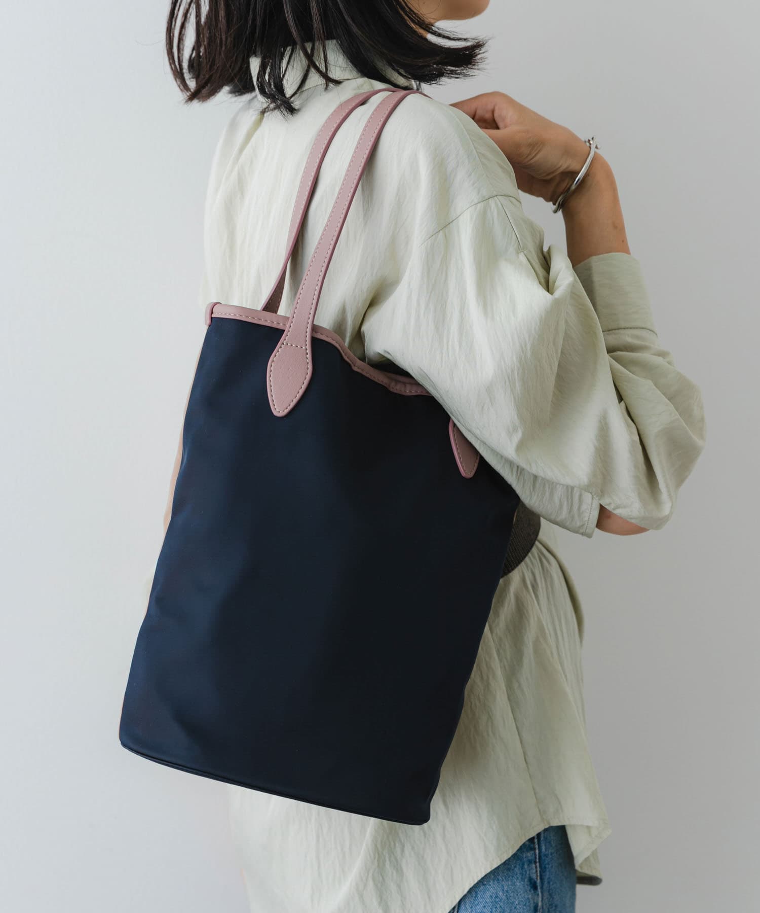 hun RODESKO　Two Tone 2トーン配色トートバッグ NAVYxMAUVE one