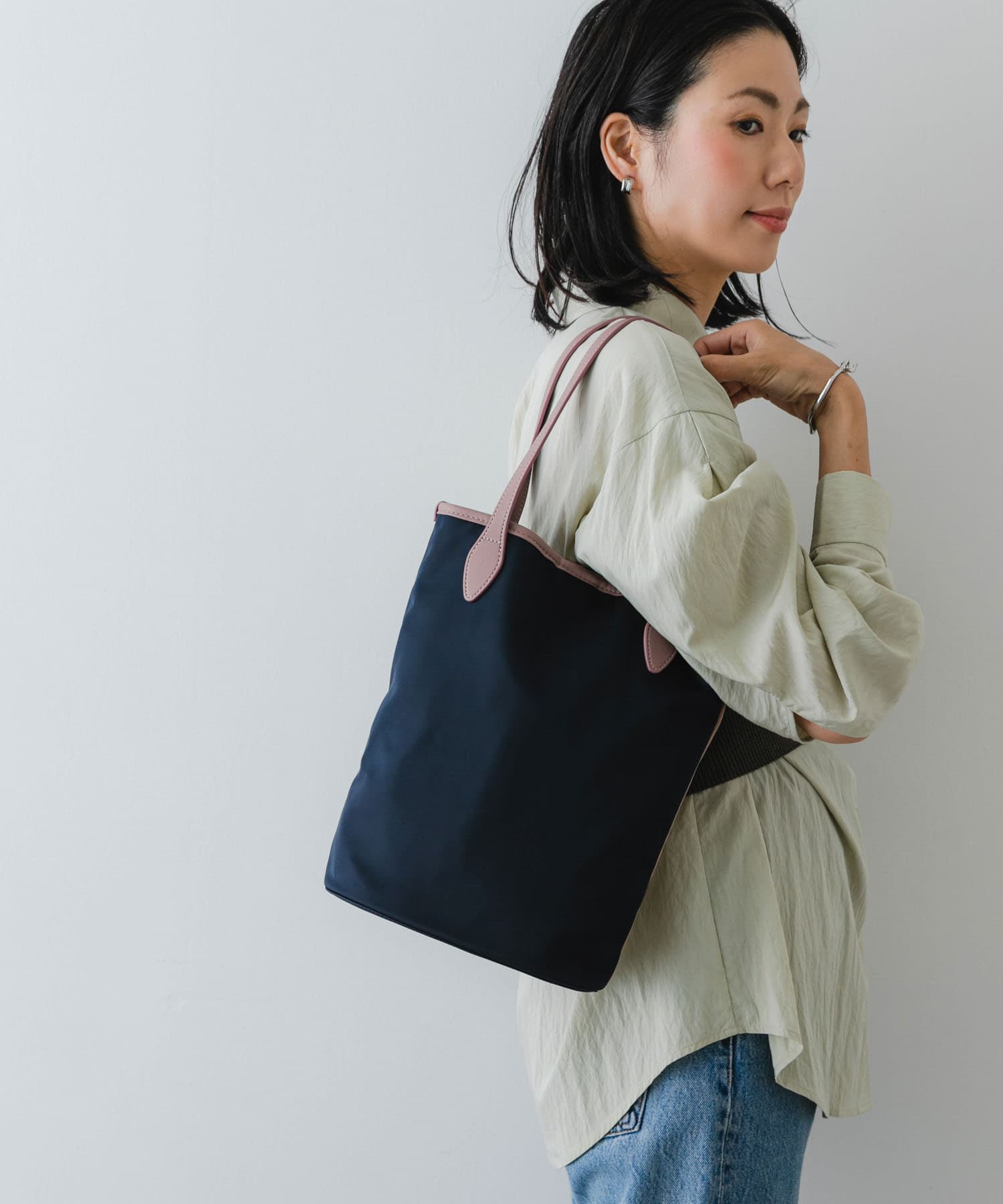 hun RODESKO　Two Tone 2トーン配色トートバッグ NAVYxMAUVE one