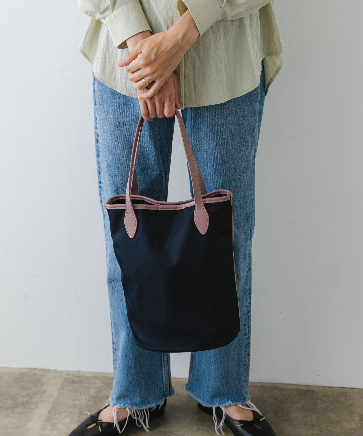 hun RODESKO　Two Tone 2トーン配色トートバッグ NAVYxMAUVE one