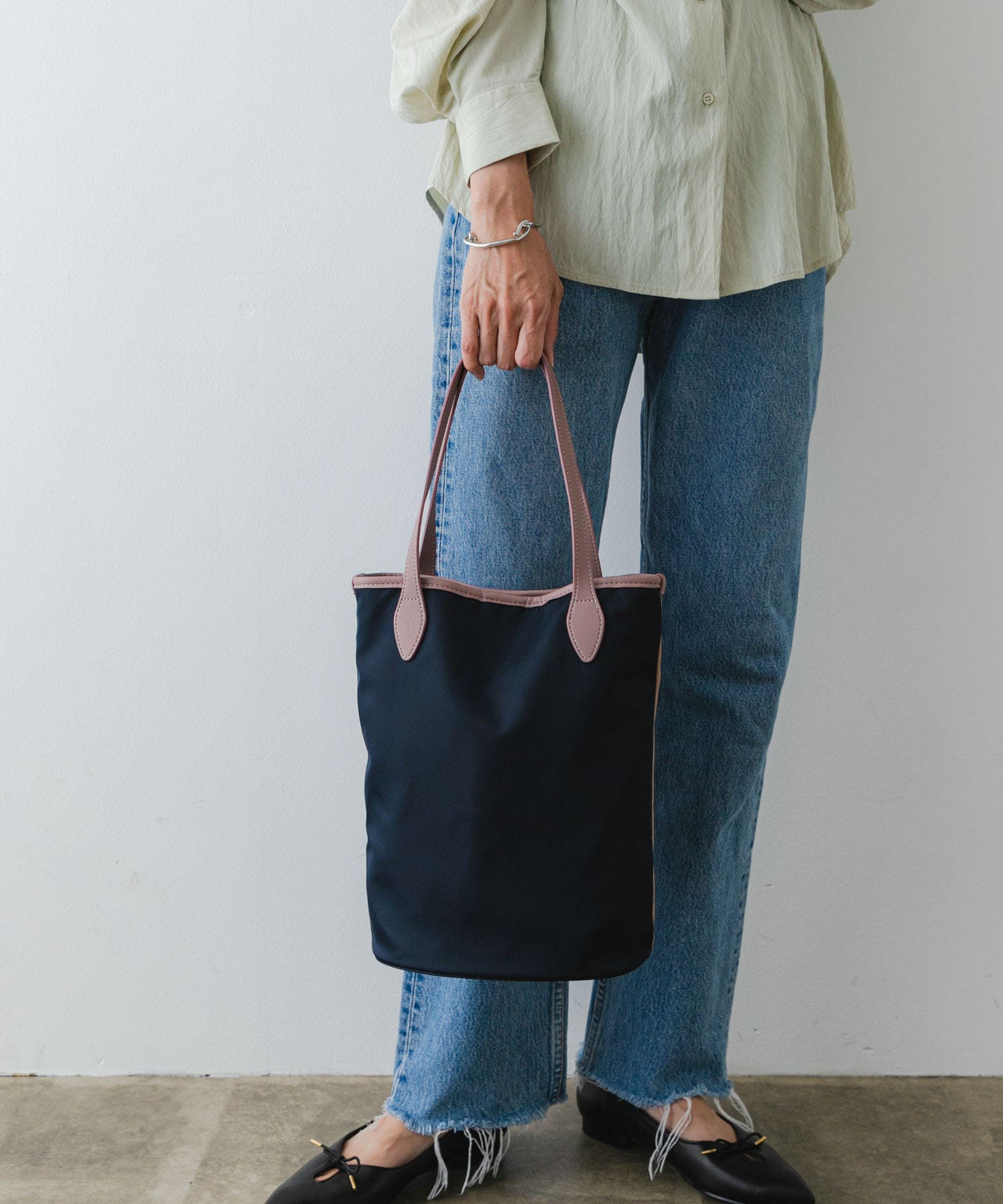 hun RODESKO　Two Tone 2トーン配色トートバッグ NAVYxMAUVE one