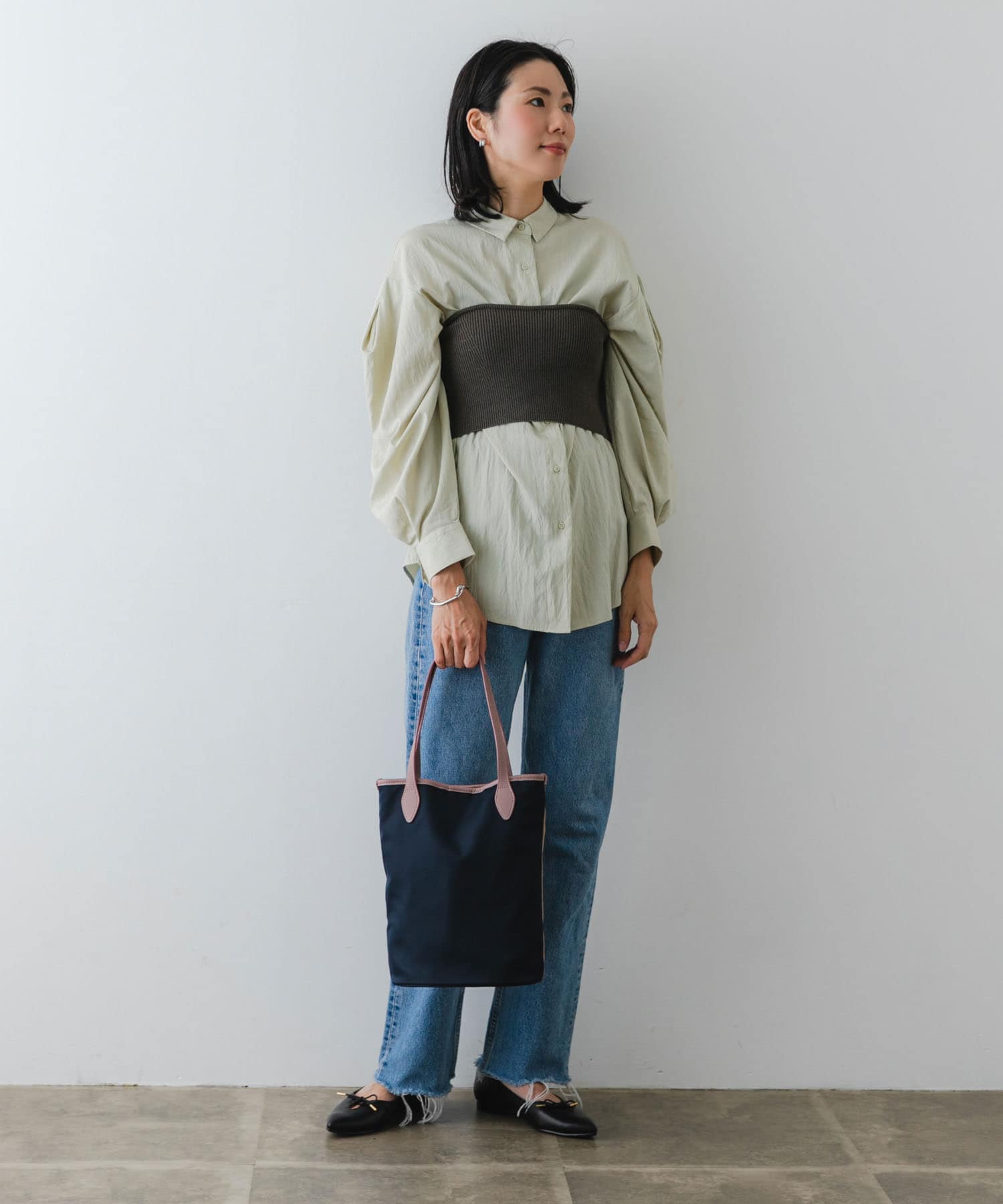 hun RODESKO　Two Tone 2トーン配色トートバッグ NAVYxMAUVE one