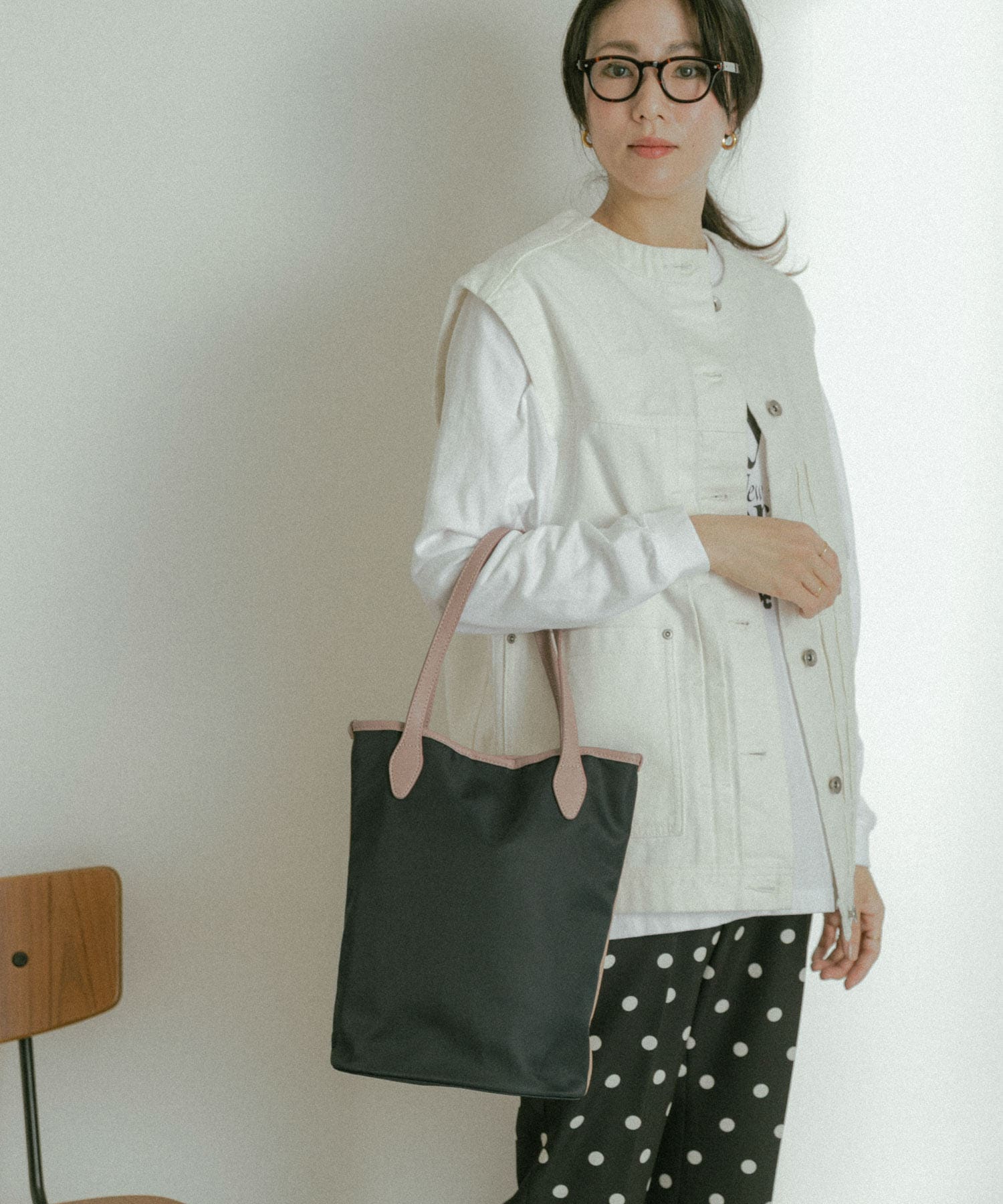 hun RODESKO　Two Tone 2トーン配色トートバッグ NAVYxMAUVE one