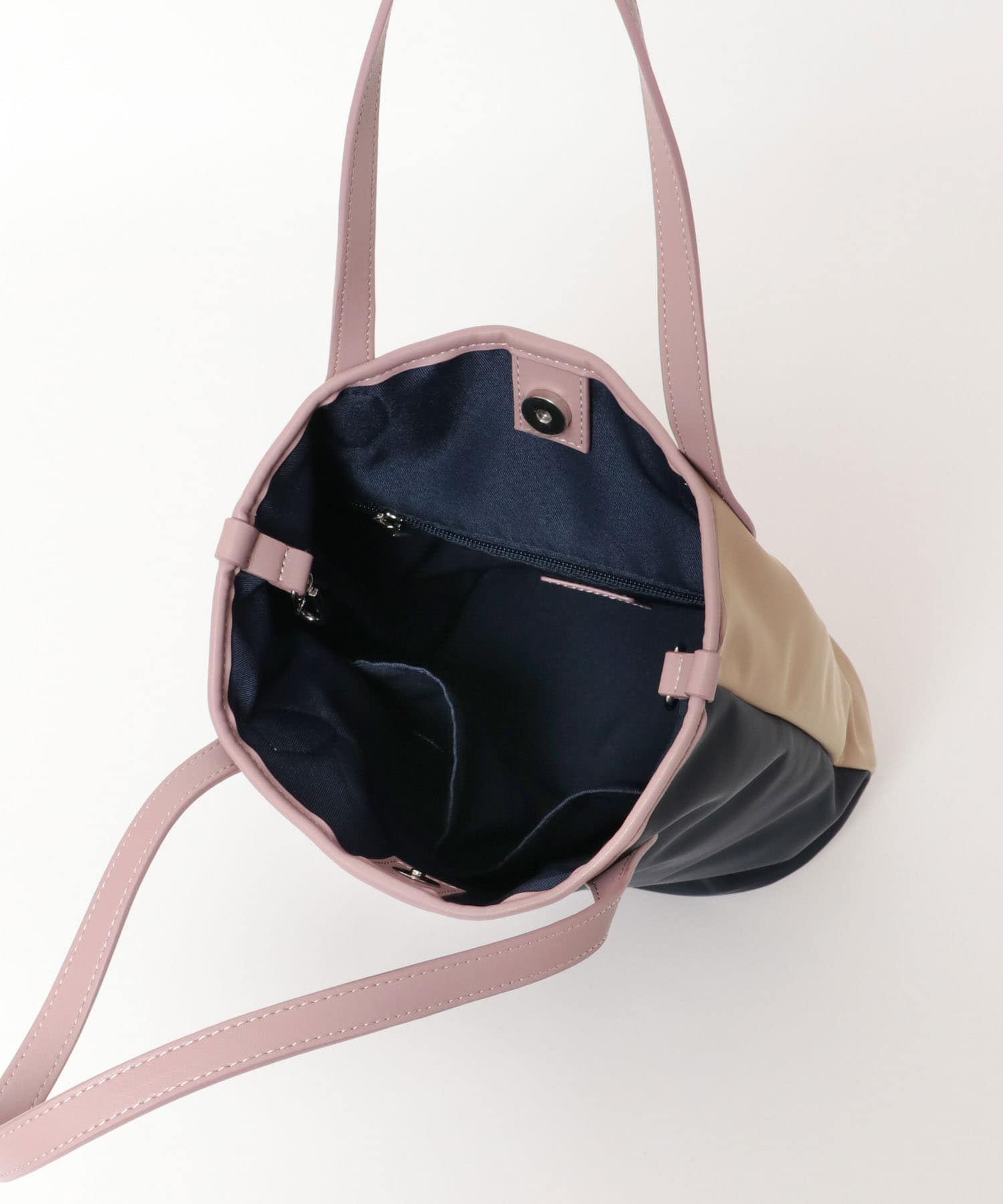 hun RODESKO　Two Tone 2トーン配色トートバッグ NAVYxMAUVE one