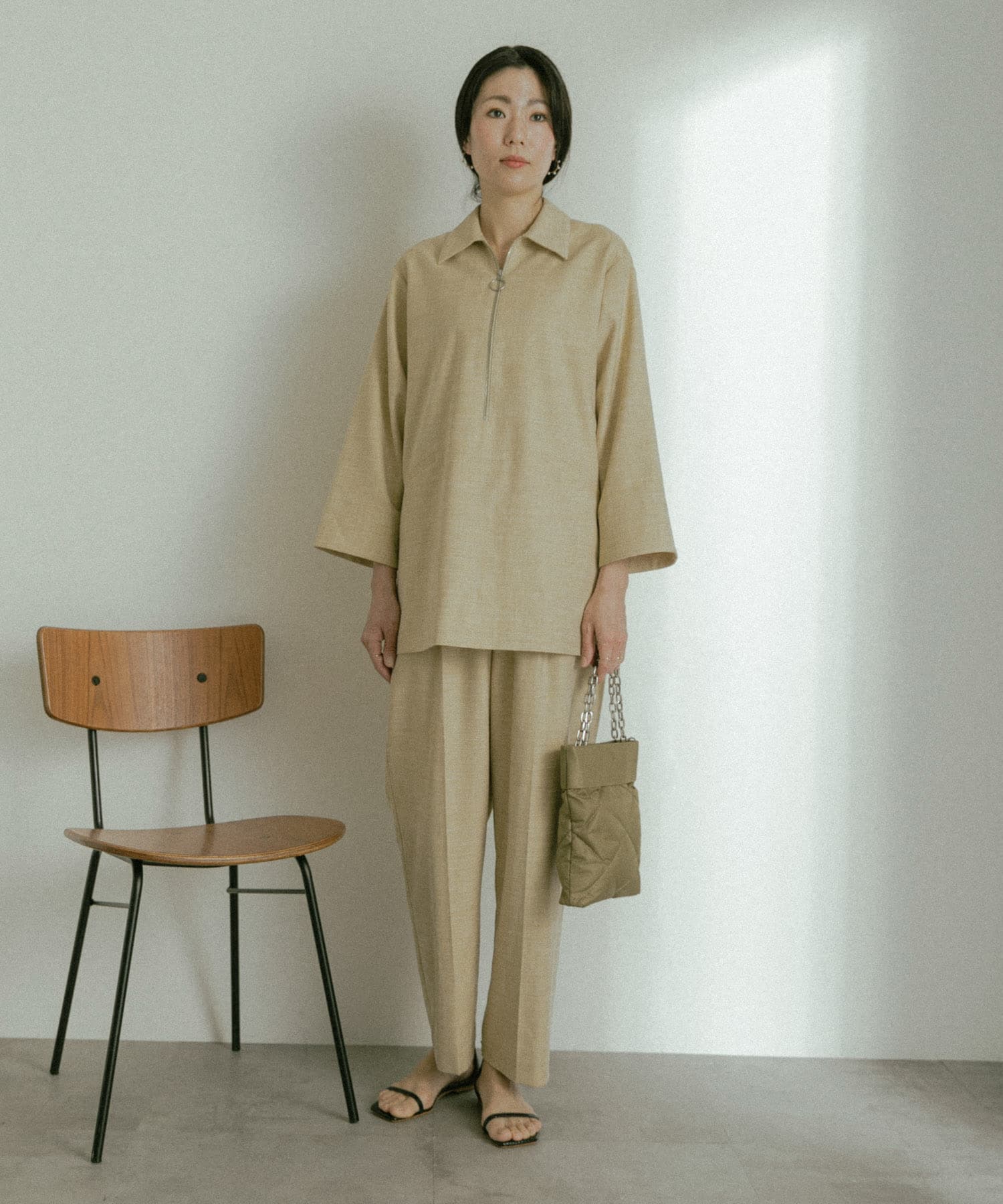 hun RODESKO　Quilting mini キルティングチェーン2wayショルダーバッグ L.KHAKI one