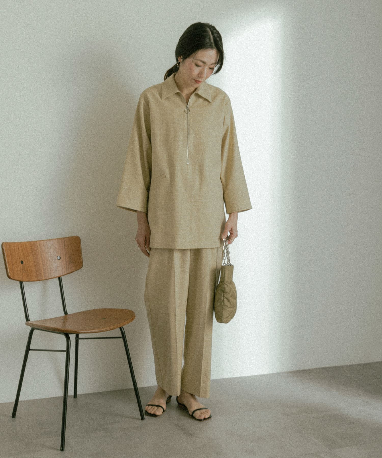 hun RODESKO　Quilting mini キルティングチェーン2wayショルダーバッグ L.KHAKI one