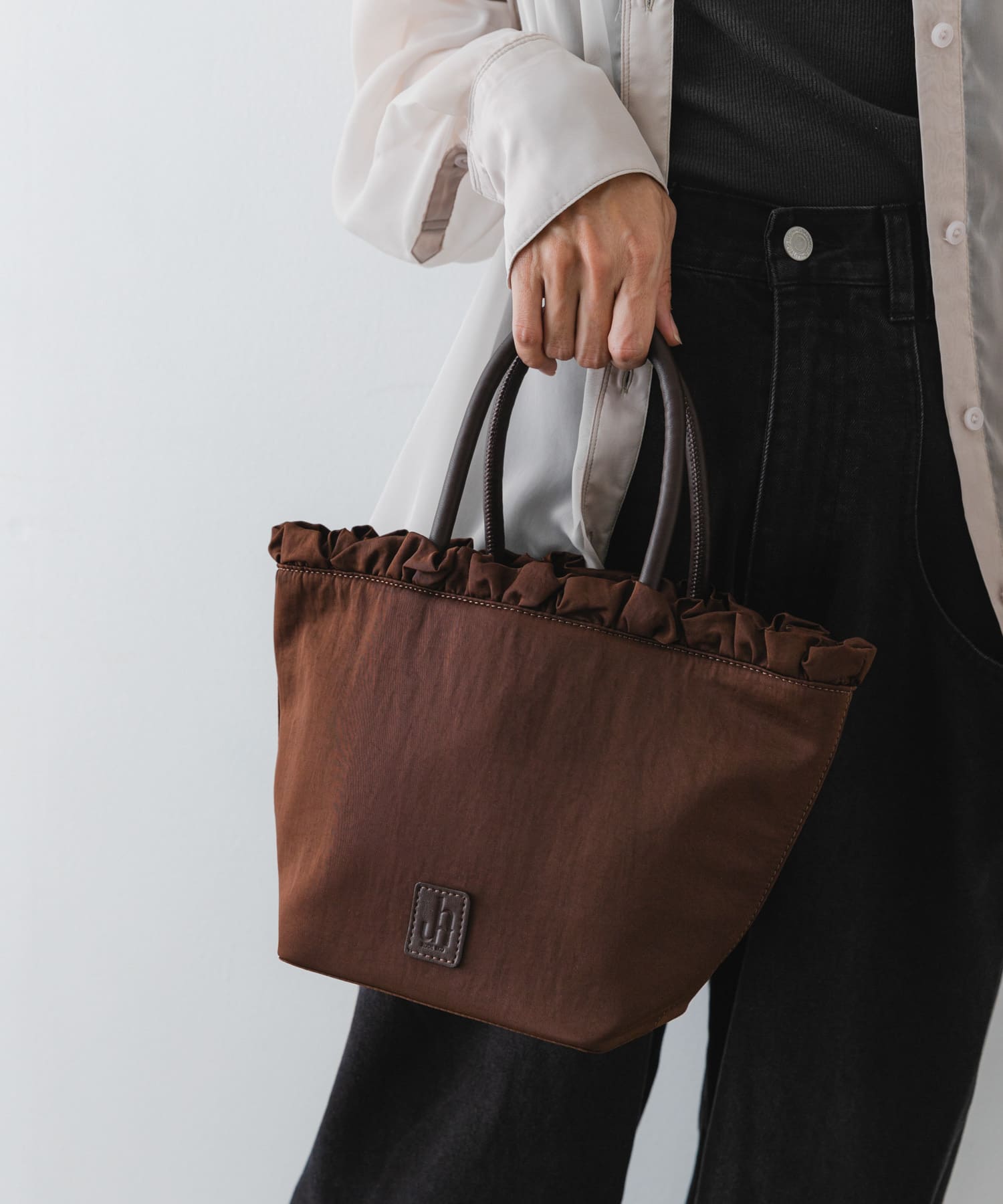 hun RODESKO　Frill Tote BROWN one