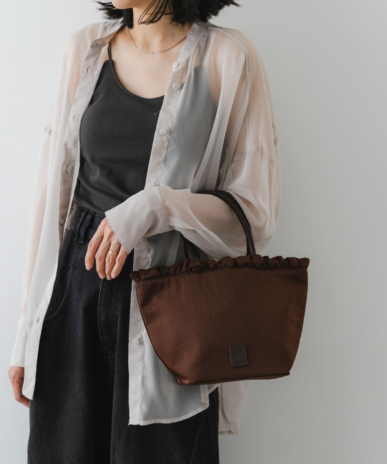 hun RODESKO　Frill Tote BROWN one