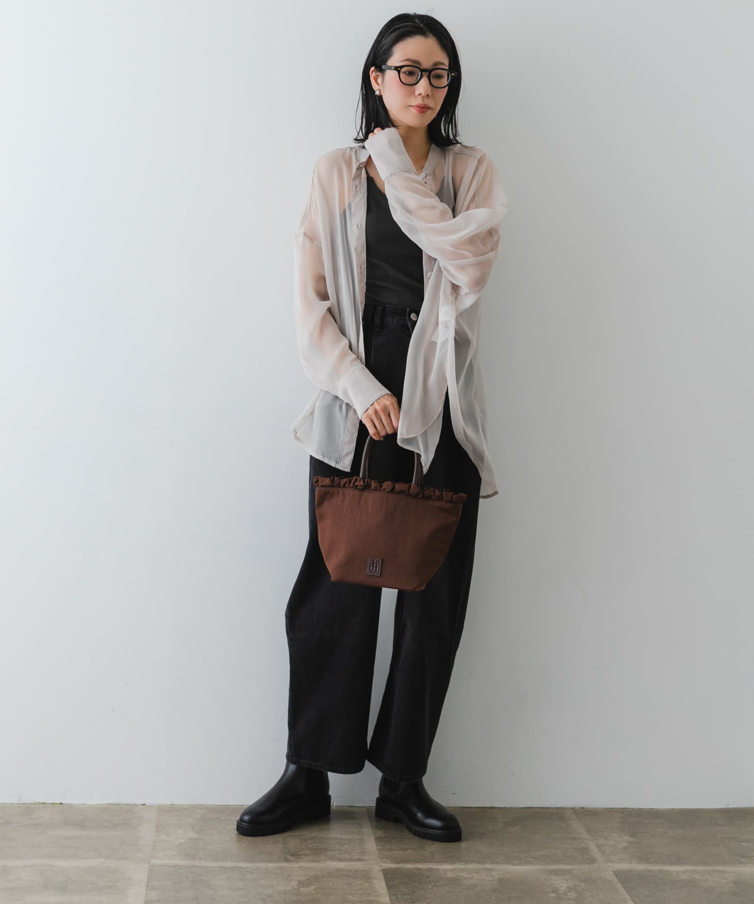hun RODESKO　Frill Tote BROWN one