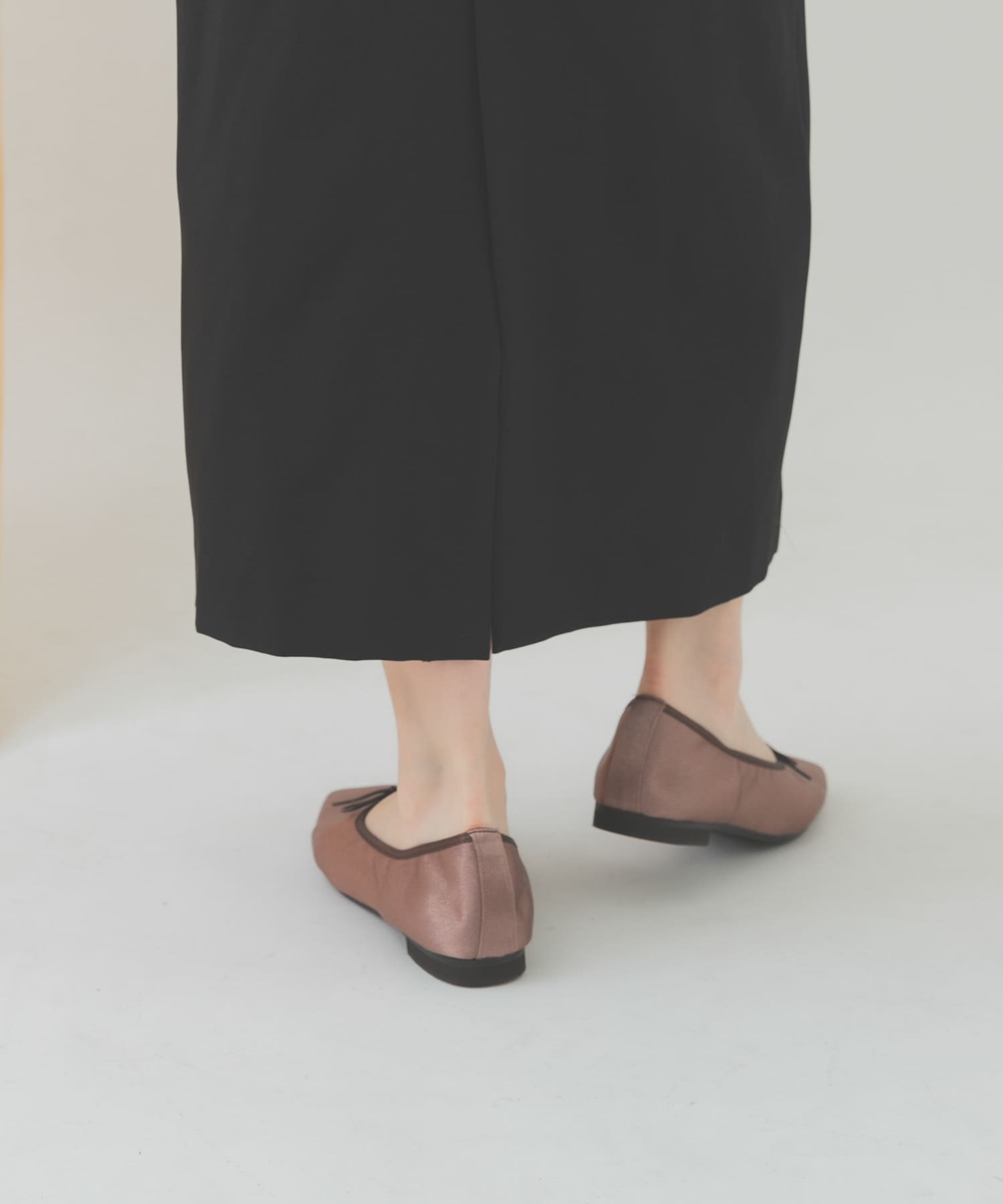 『MADE IN JAPAN』 サテンスクエアトゥバレエシューズ BROWN 36