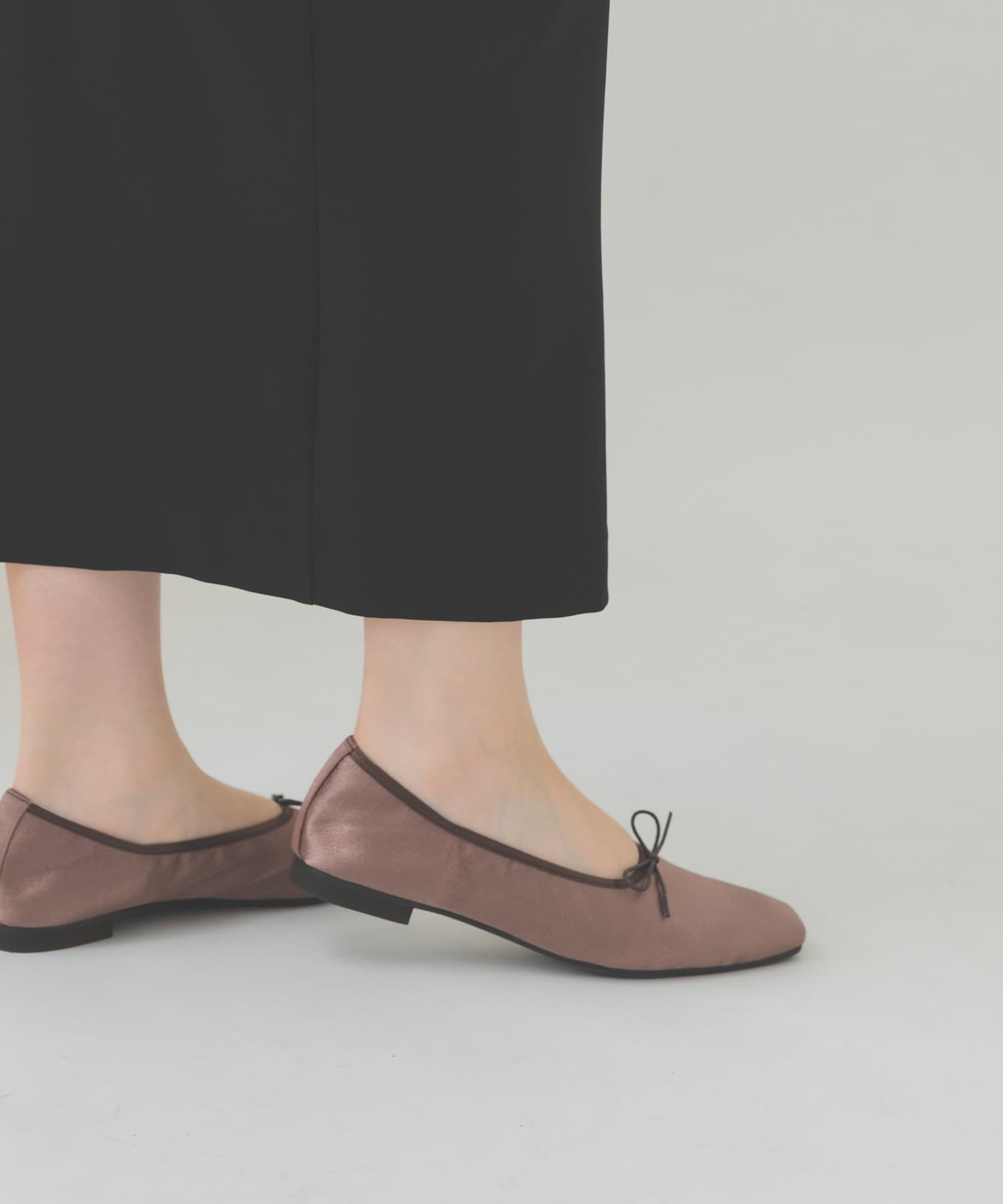 『MADE IN JAPAN』 サテンスクエアトゥバレエシューズ BROWN 36