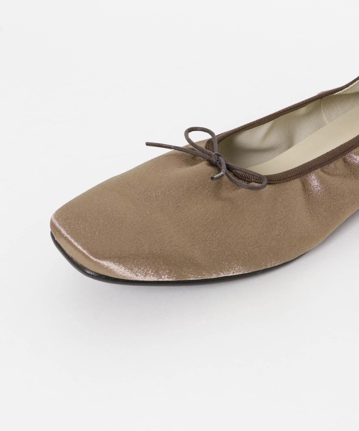 『MADE IN JAPAN』 サテンスクエアトゥバレエシューズ BROWN 36