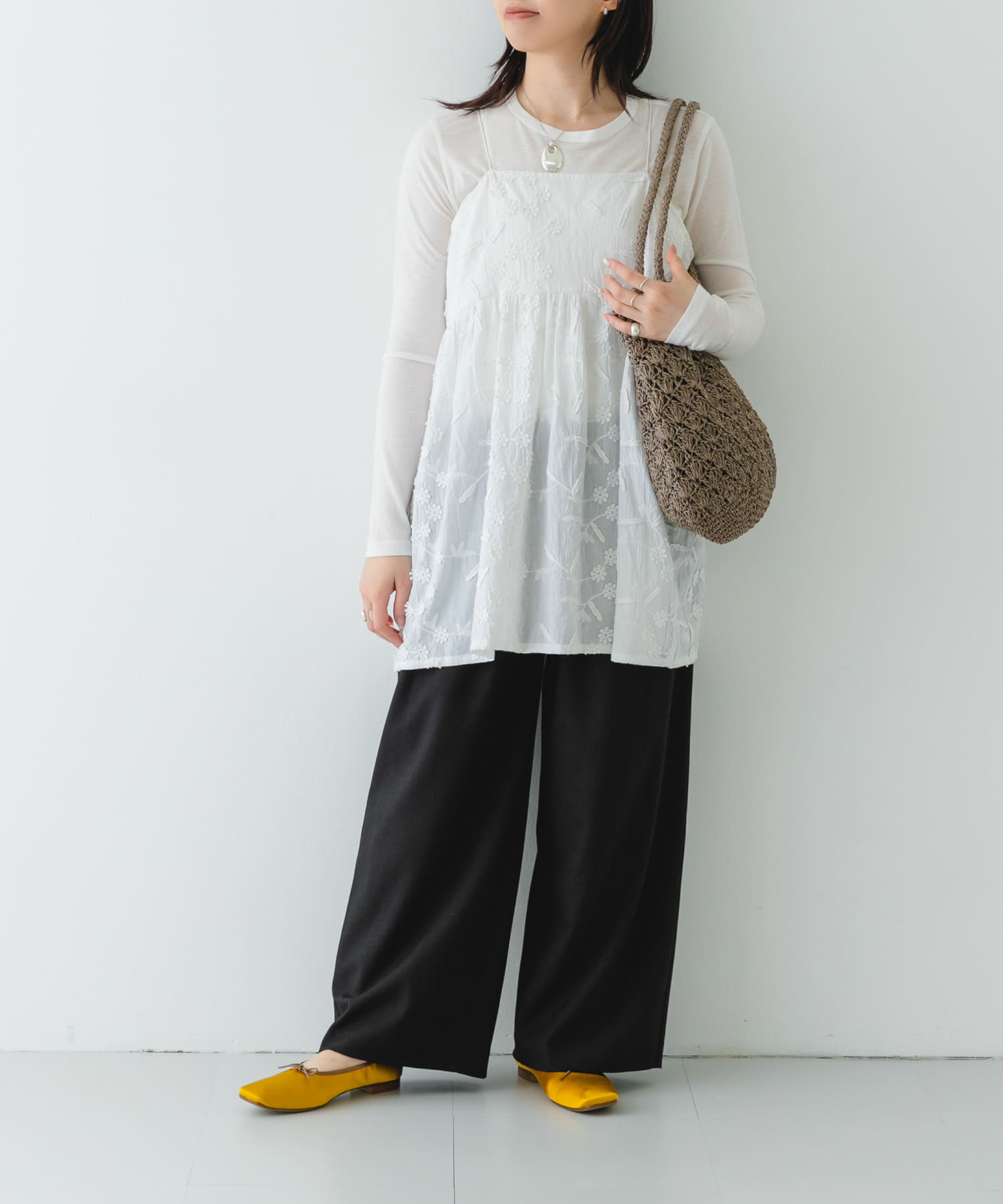 『MADE IN JAPAN』 サテンスクエアトゥバレエシューズ MUSTARD 37