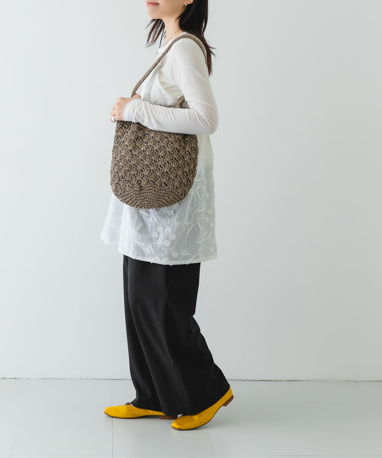 『MADE IN JAPAN』 サテンスクエアトゥバレエシューズ MUSTARD 37