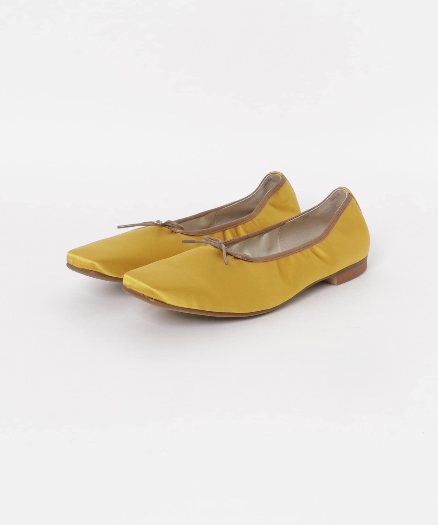 『MADE IN JAPAN』 サテンスクエアトゥバレエシューズ MUSTARD 36
