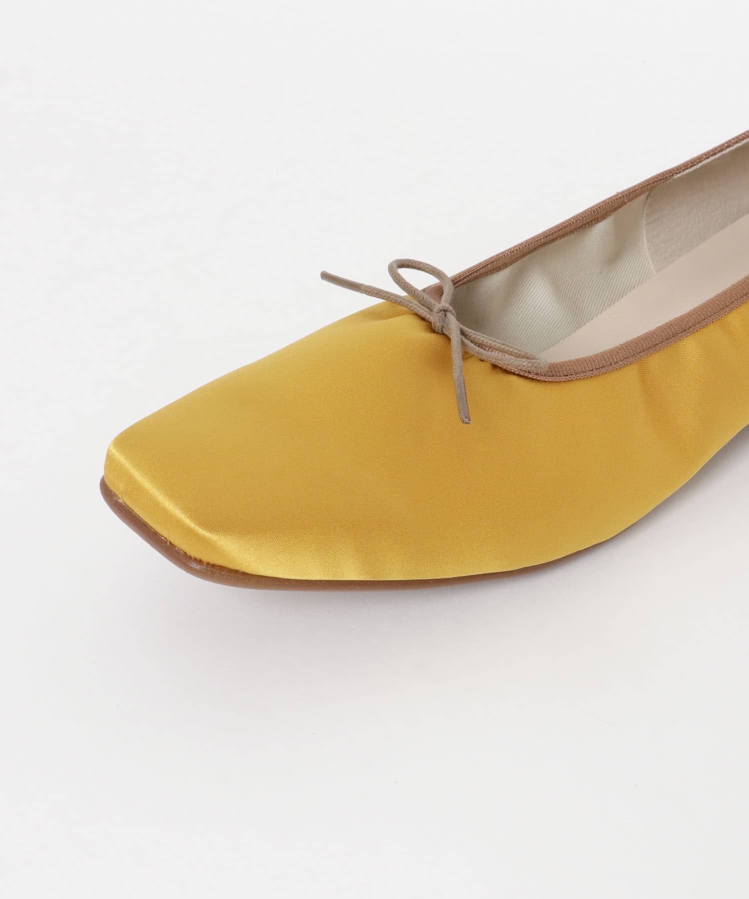 『MADE IN JAPAN』 サテンスクエアトゥバレエシューズ MUSTARD 36