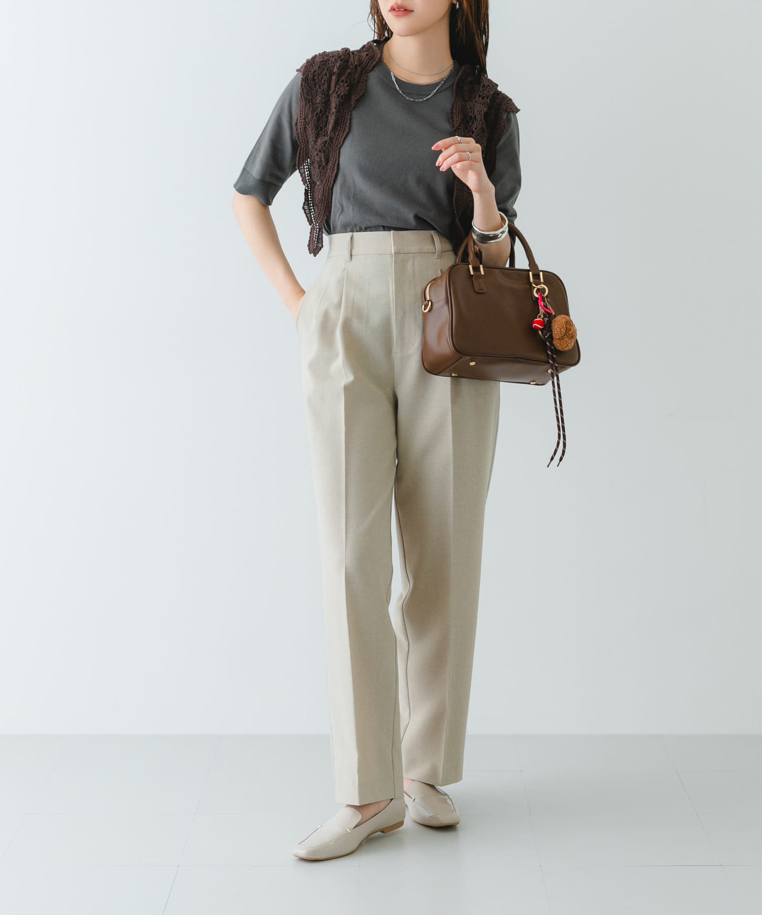 『MADE IN JAPAN』スクエアトゥプチメタルローファー GRAY/E 37