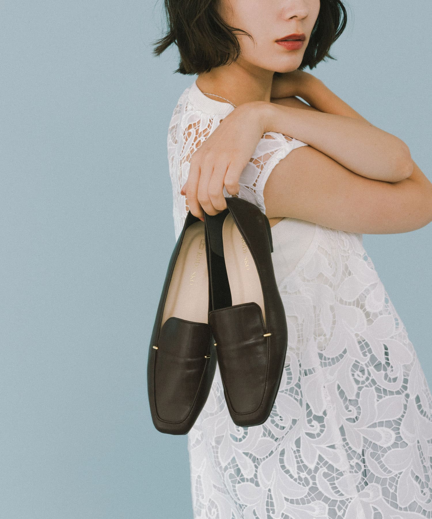 『MADE IN JAPAN』スクエアトゥプチメタルローファー CHOCO 36