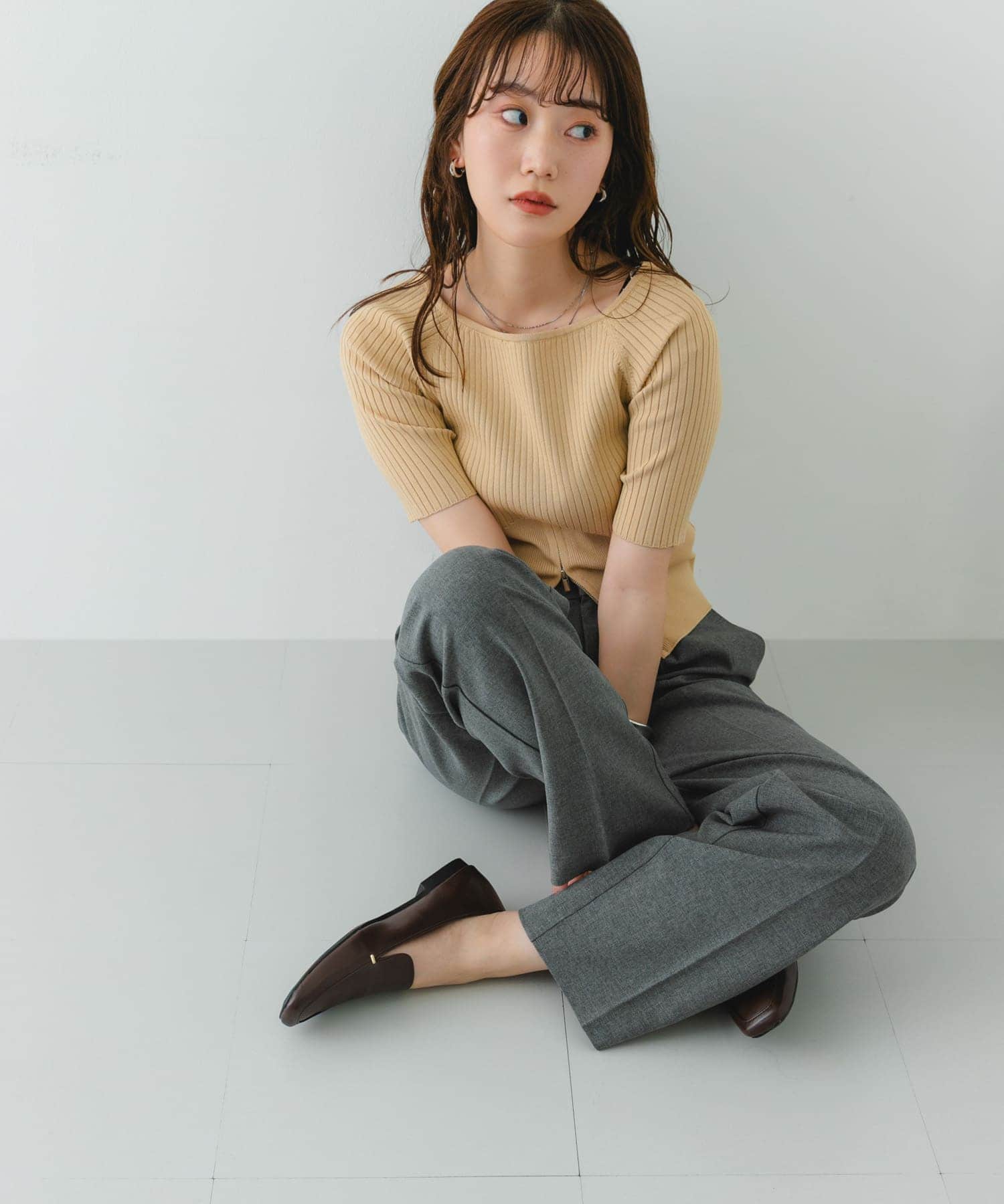 『MADE IN JAPAN』スクエアトゥプチメタルローファー CHOCO 36