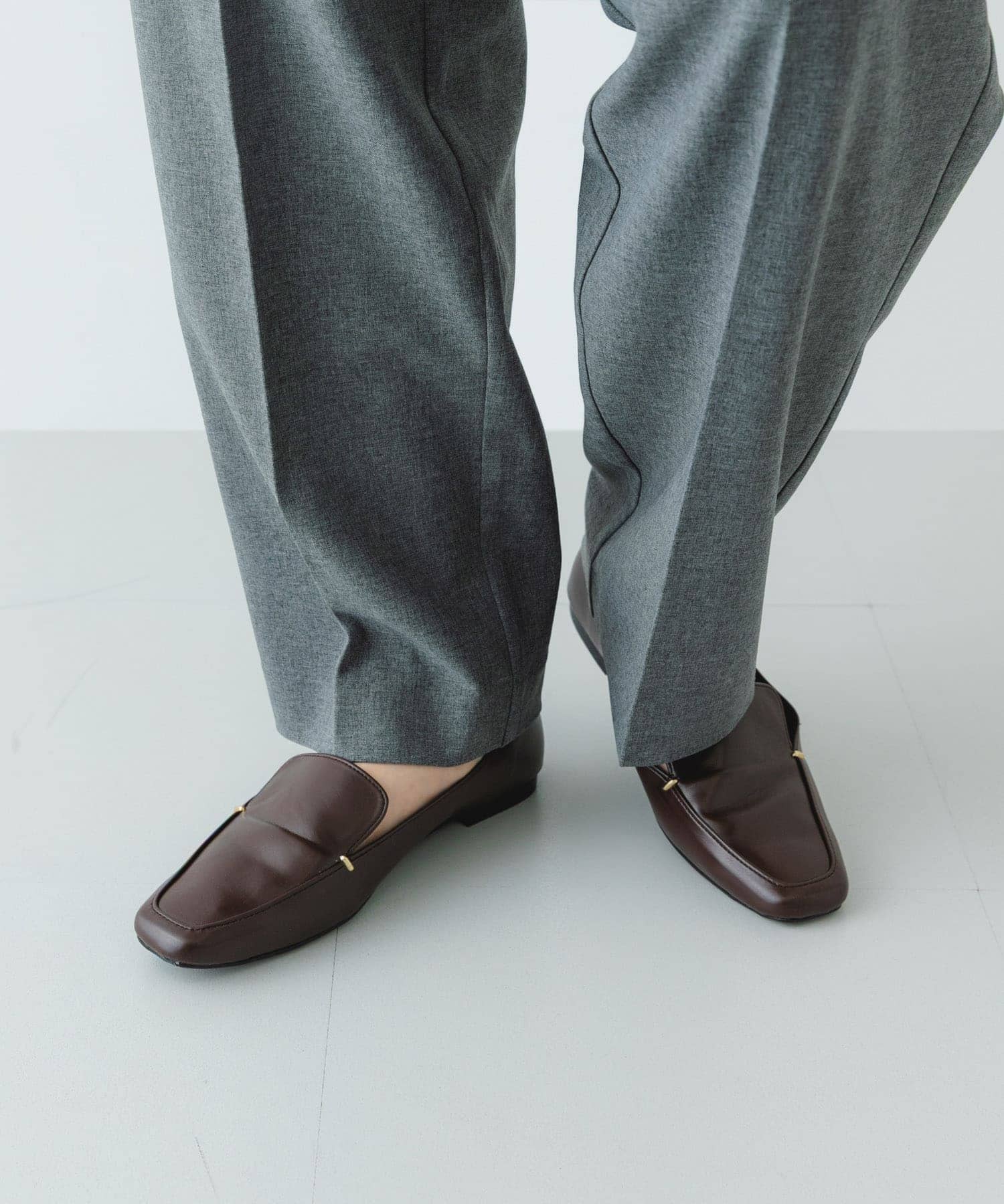 『MADE IN JAPAN』スクエアトゥプチメタルローファー CHOCO 36