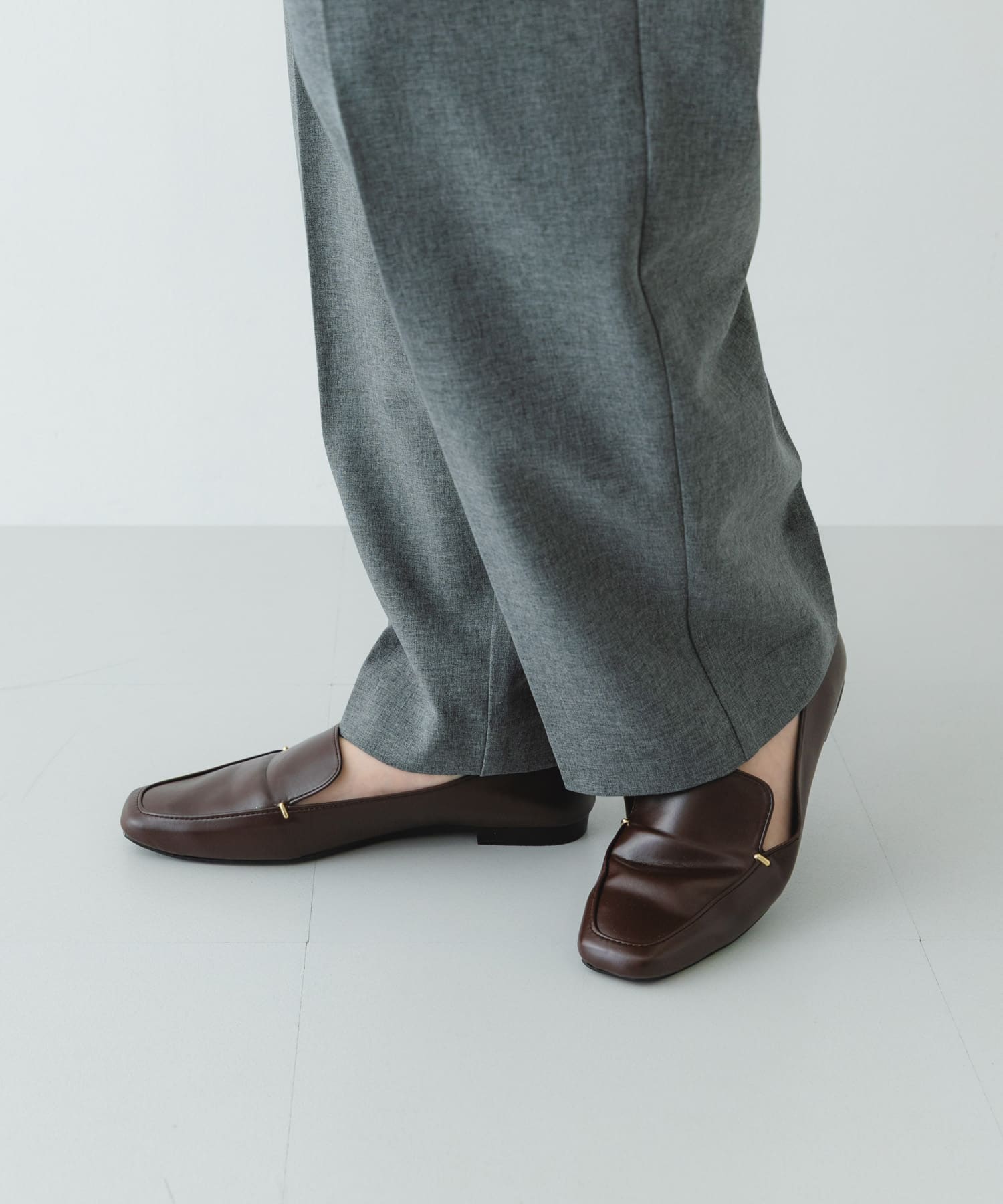 『MADE IN JAPAN』スクエアトゥプチメタルローファー CHOCO 36