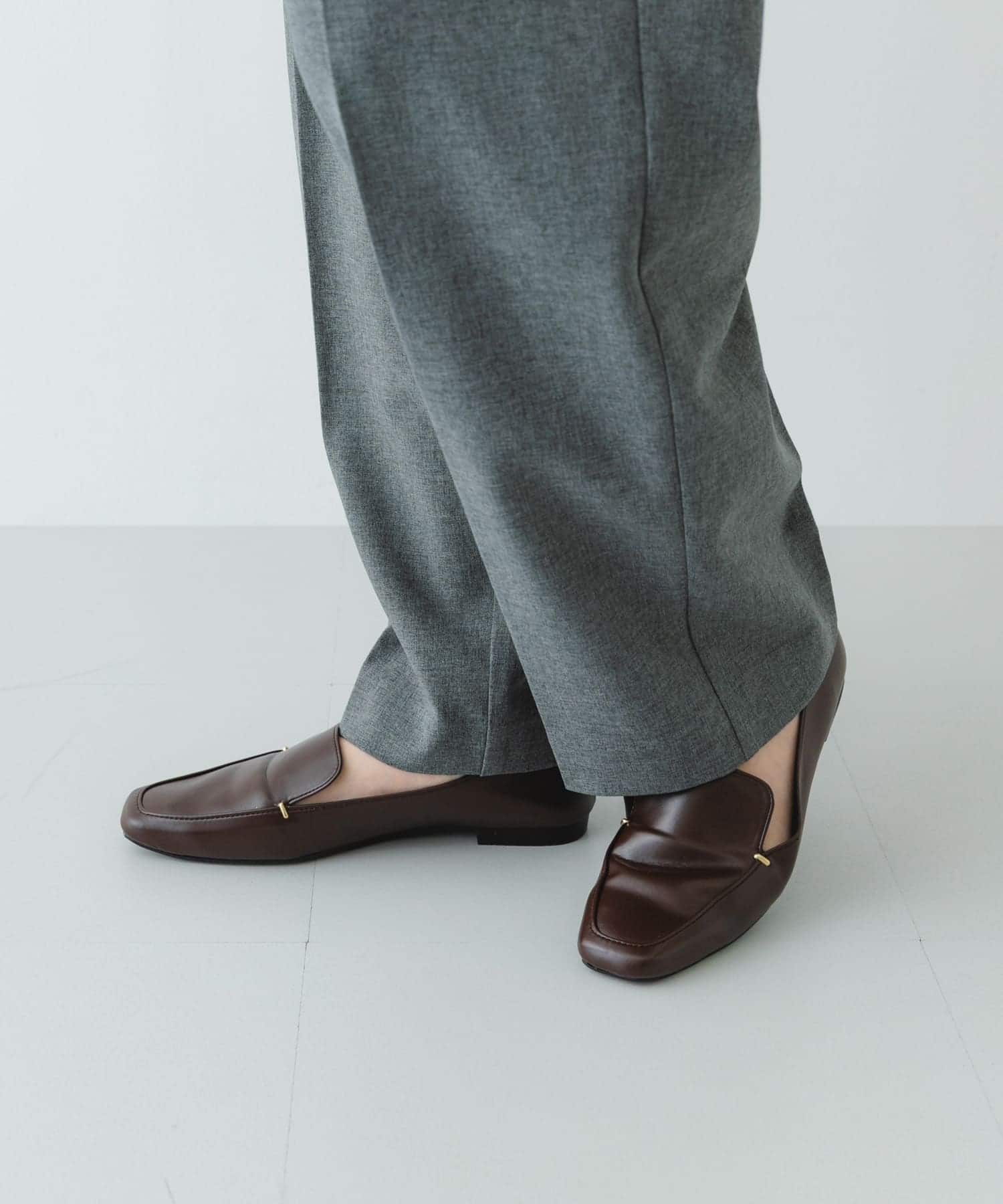 『MADE IN JAPAN』スクエアトゥプチメタルローファー CHOCO 36