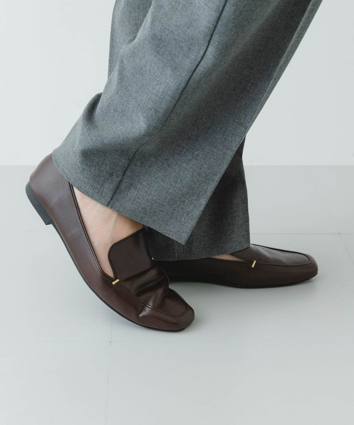 『MADE IN JAPAN』スクエアトゥプチメタルローファー CHOCO 36