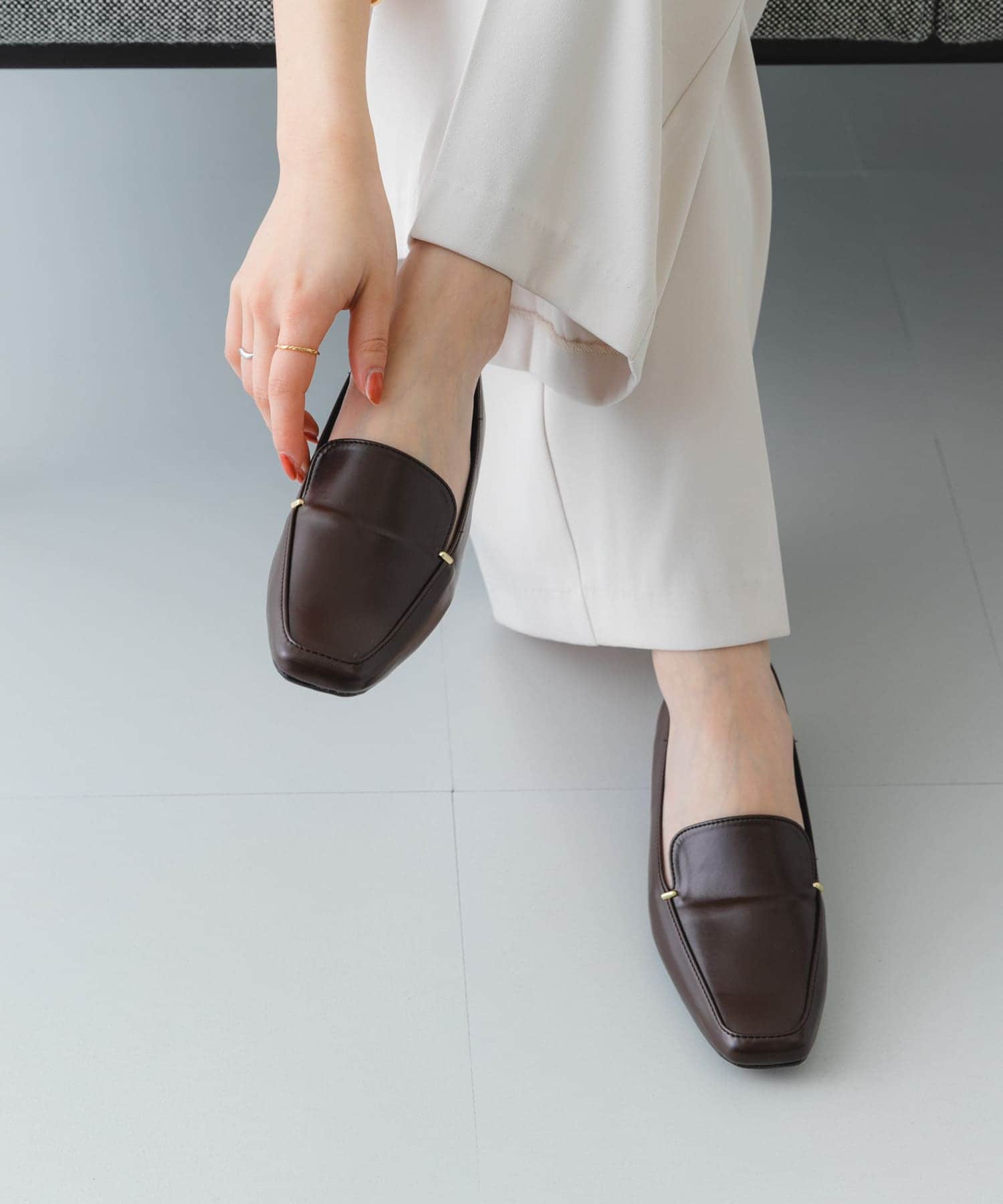 『MADE IN JAPAN』スクエアトゥプチメタルローファー CHOCO 37