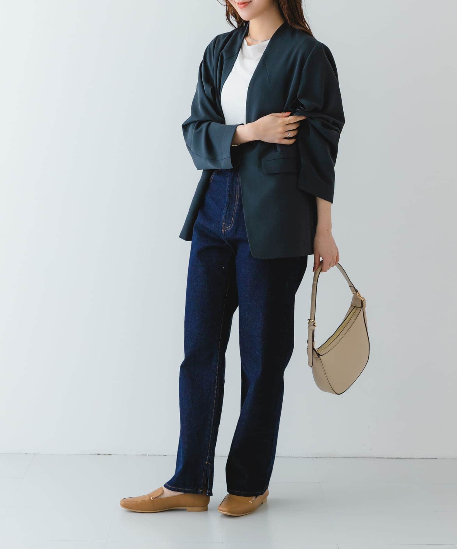 『MADE IN JAPAN』スクエアトゥプチメタルローファー MILK TEA 36