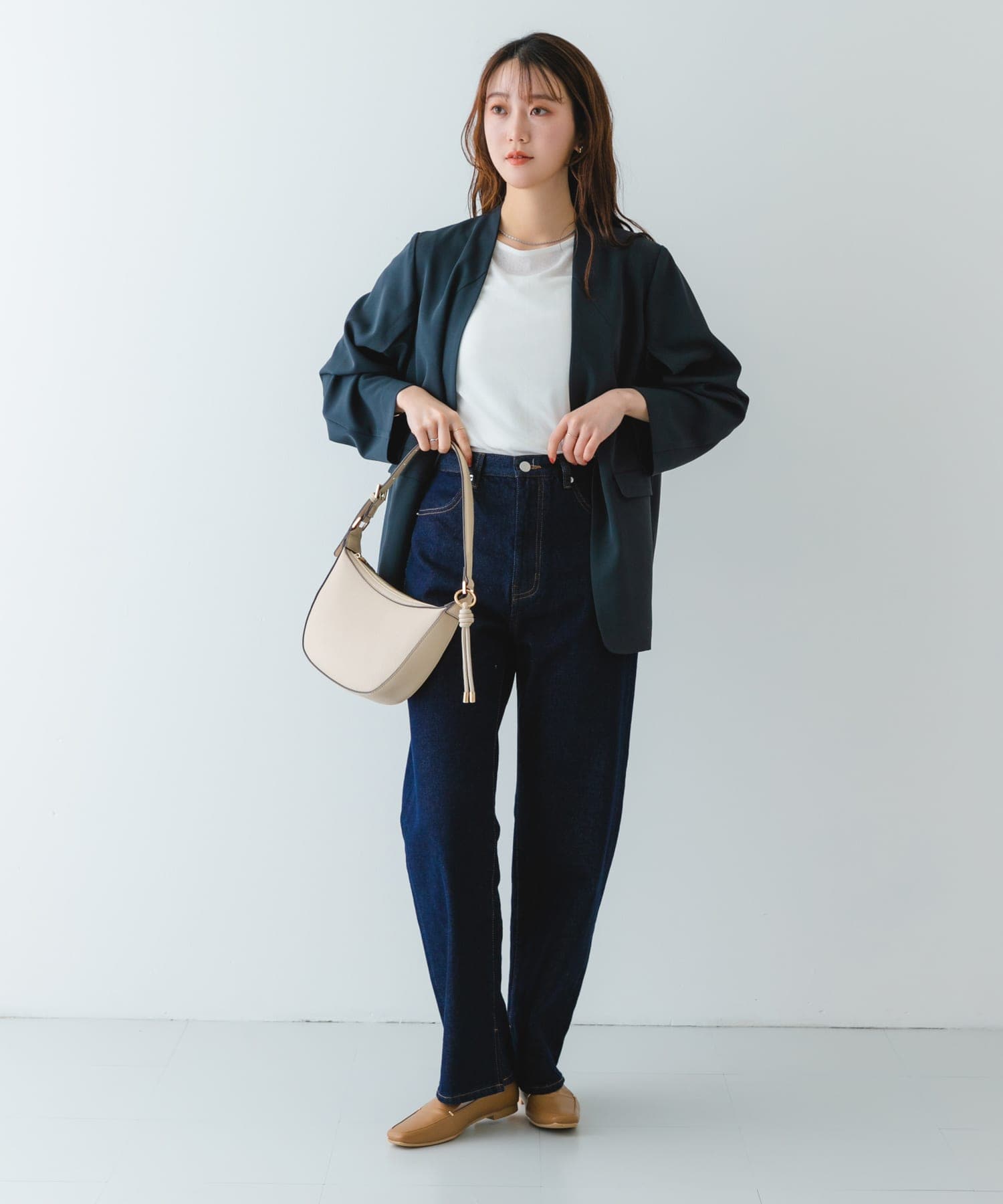 『MADE IN JAPAN』スクエアトゥプチメタルローファー MILK TEA 37