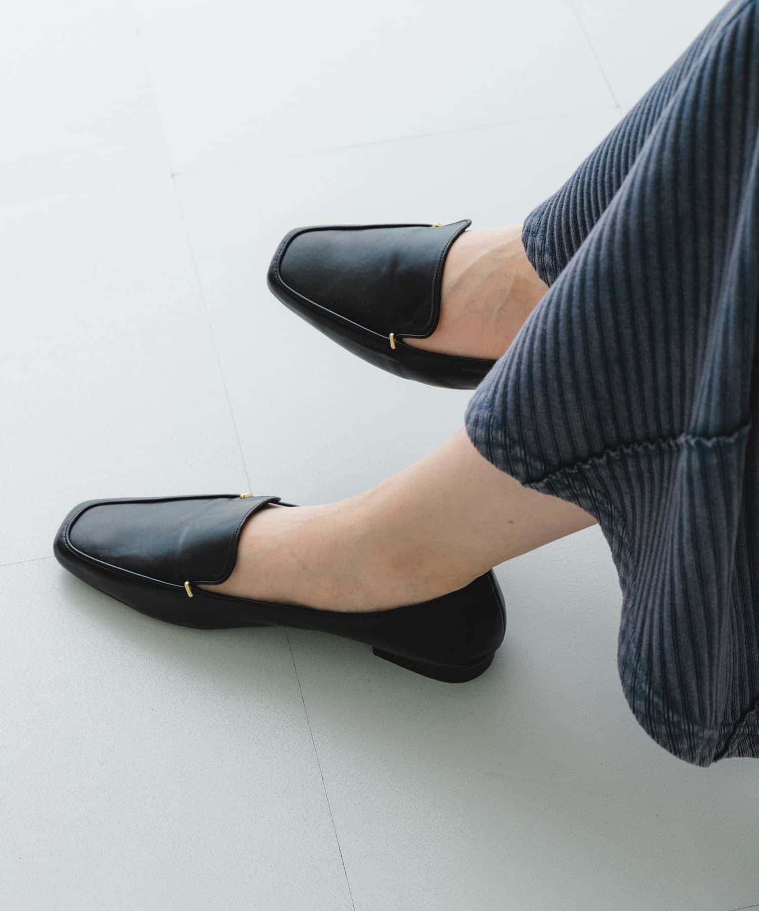 『MADE IN JAPAN』スクエアトゥプチメタルローファー BLACK 36