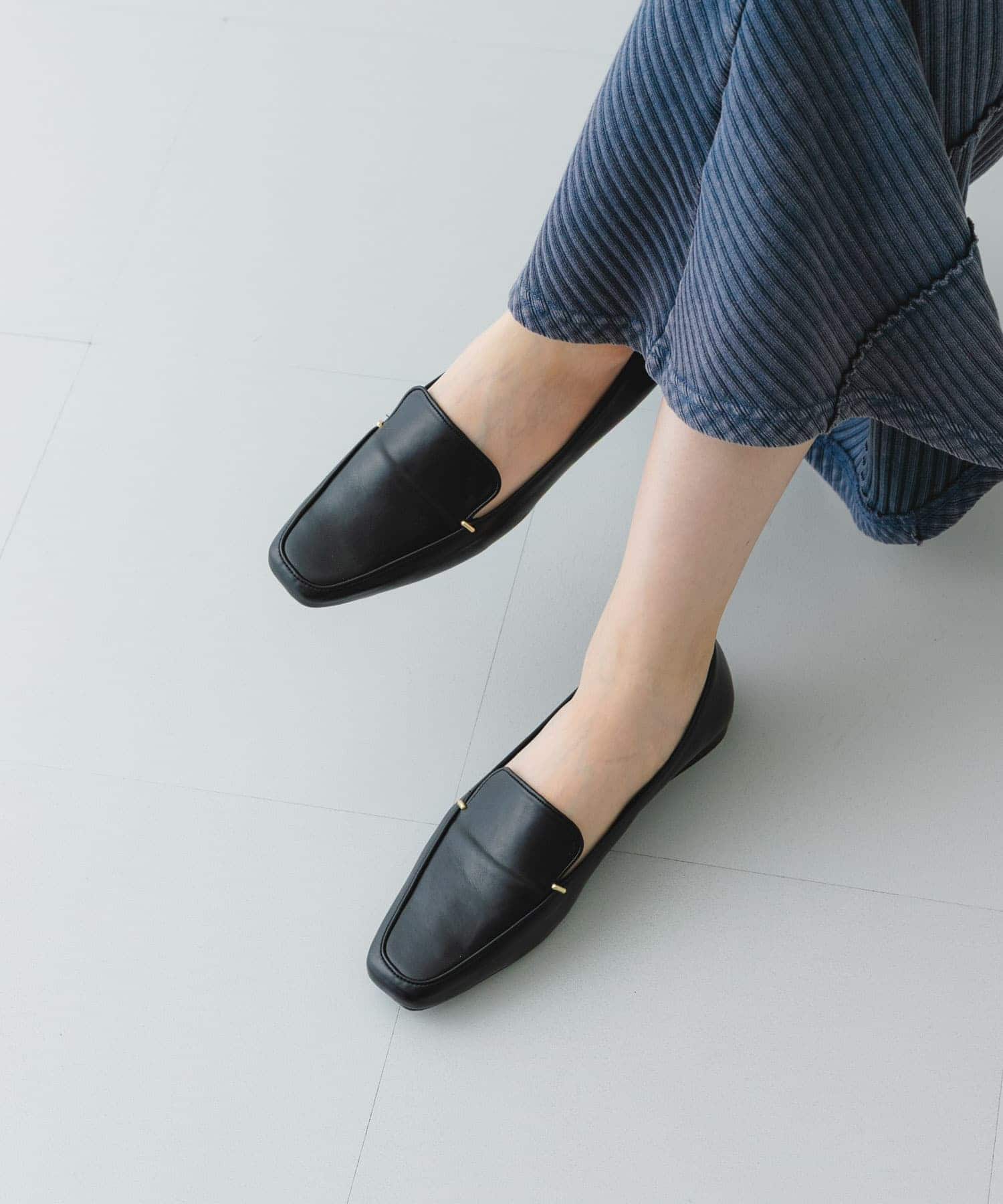 『MADE IN JAPAN』スクエアトゥプチメタルローファー BLACK 36